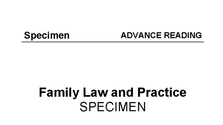 2223 FAM CE01 Specimen Assessment: Family Law Advance Reading - Studocu