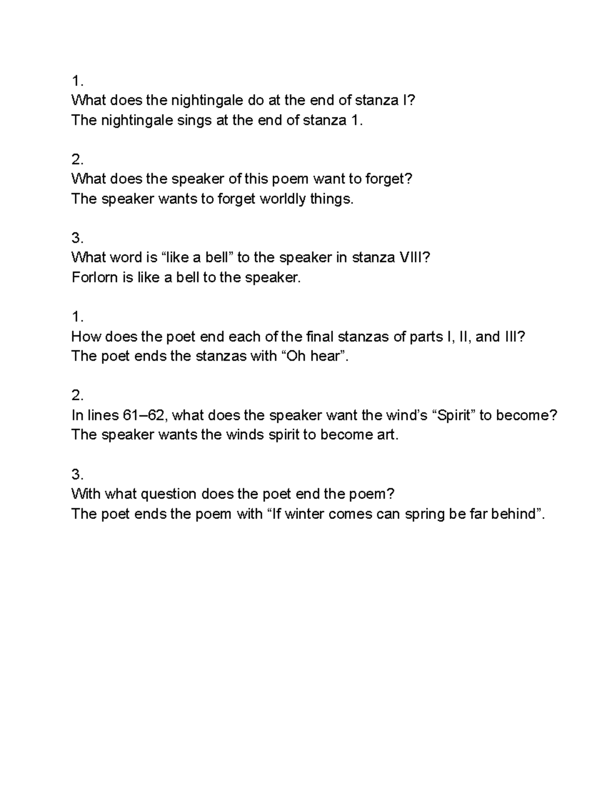 ENG101 - Poetry Analysis Review: Key Questions and Answers - Studocu