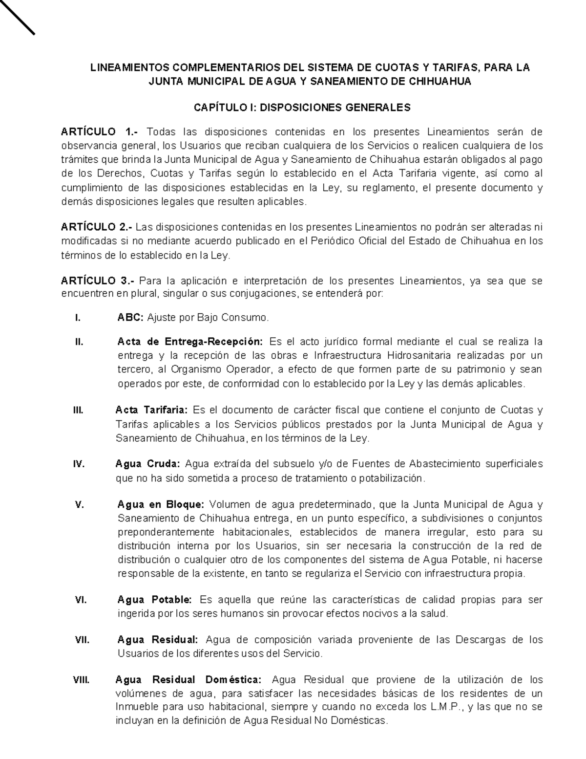 LINEAMIENTOS COMPLEMENTARIOS DEL SISTEMA DE CUOTAS Y TARIFAS JMAS ...