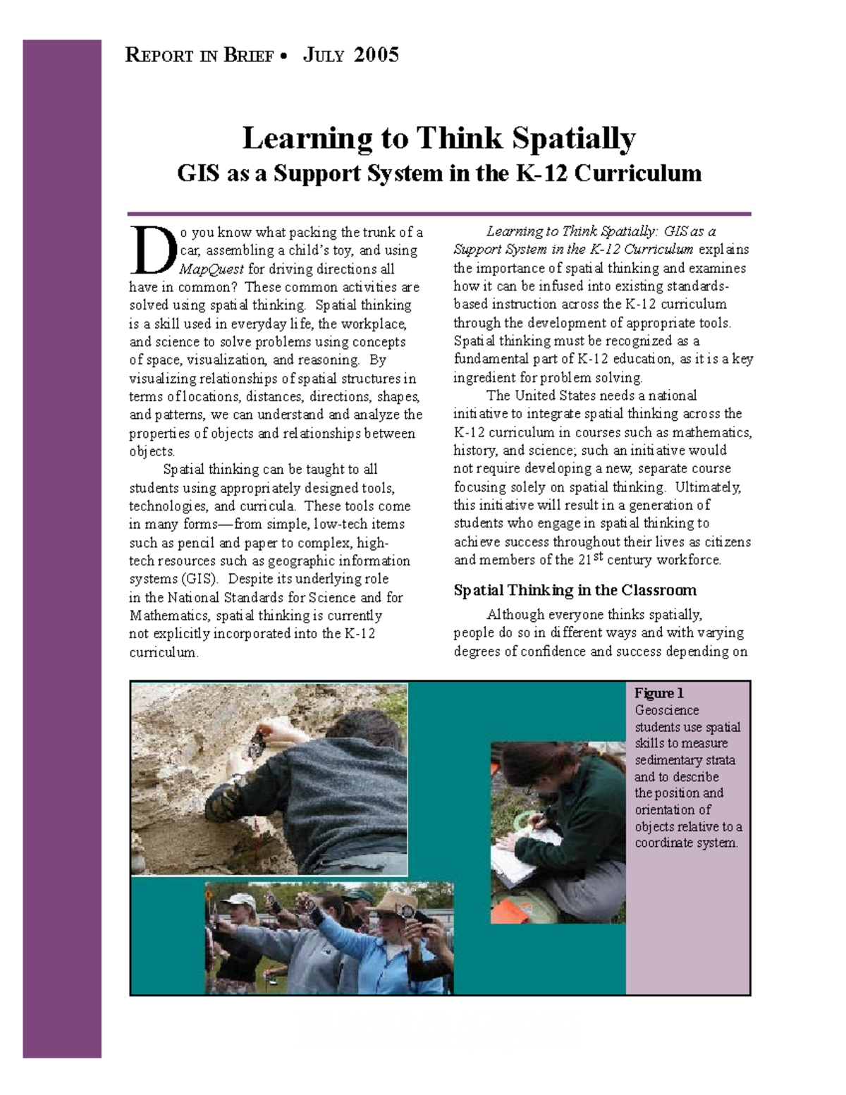 Learning to Think Spatially: GIS Support in Curriculum (Report) - Studocu