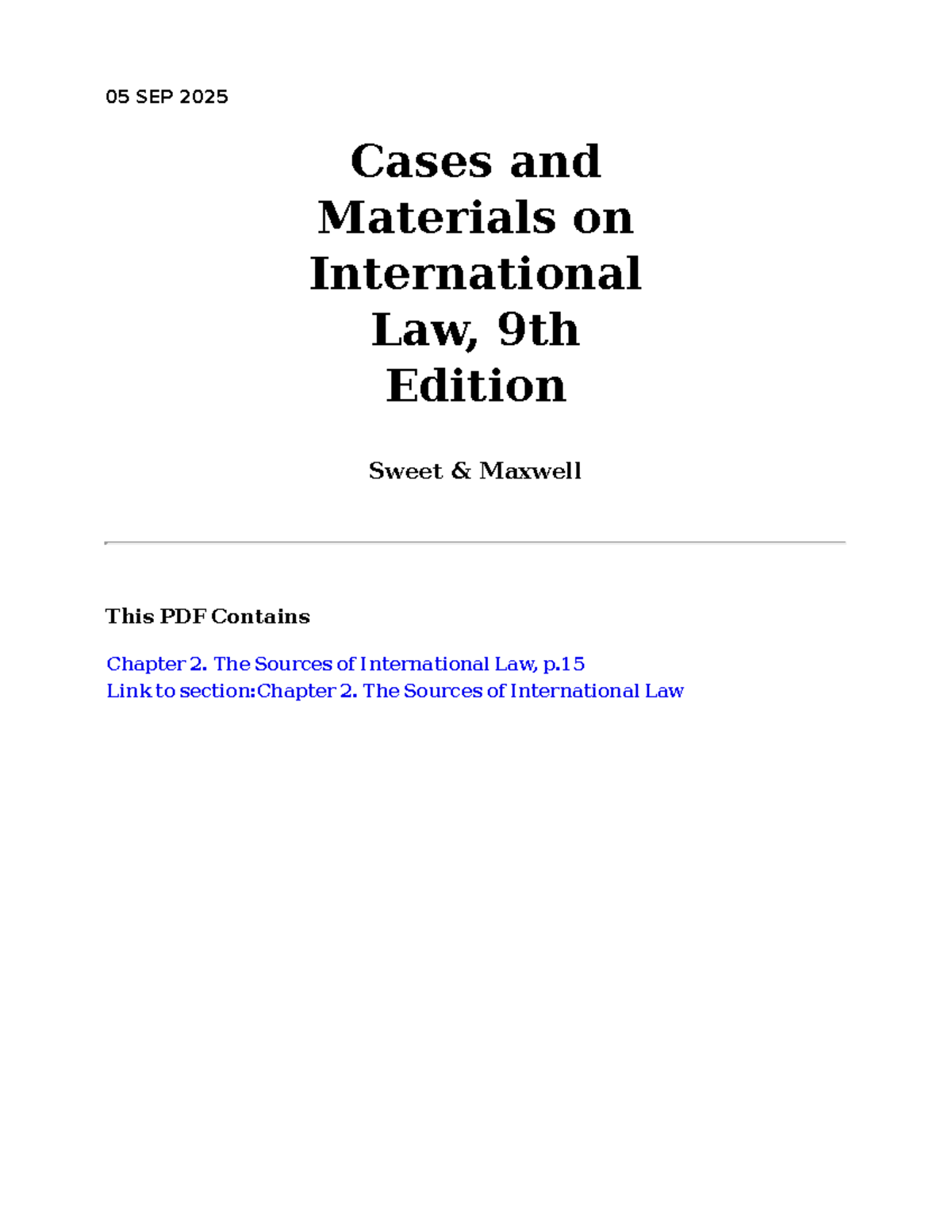 International Law Sources: Chapter 2 Overview (Course Code: IL-2025 ...