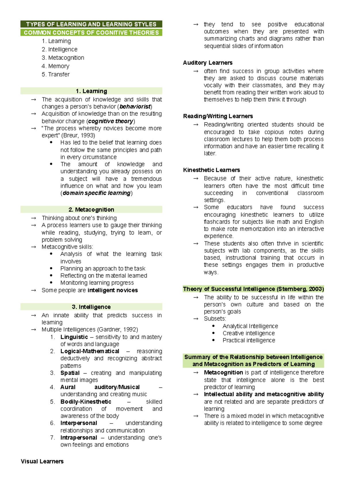 5. Health Education - Types of Learning and Learning Styles - TYPES OF ...