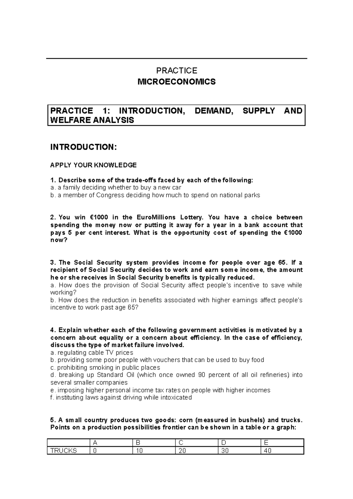 Practice 1 introduction - PRACTICE MICROECONOMICS PRACTICE 1 ...