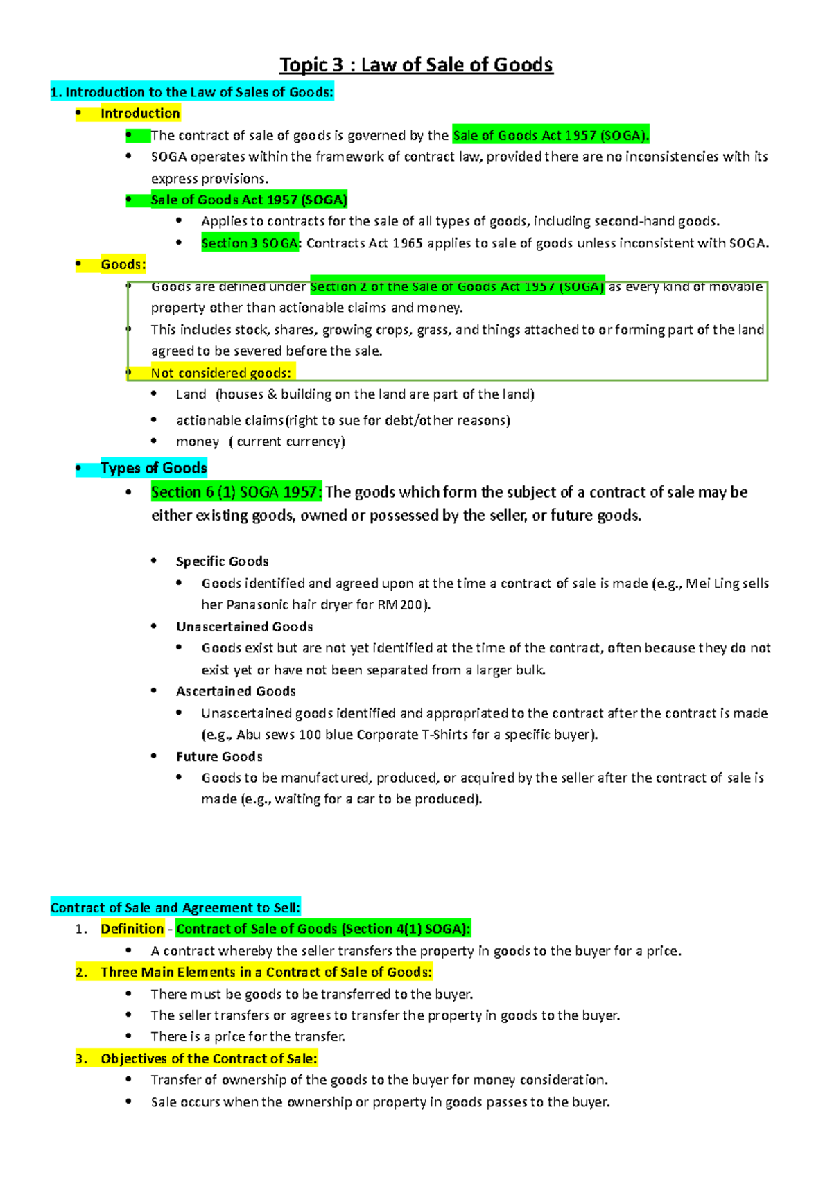 LAW OF SALE OF GOODS (SOGA) - An In-depth Analysis and Key Principles ...