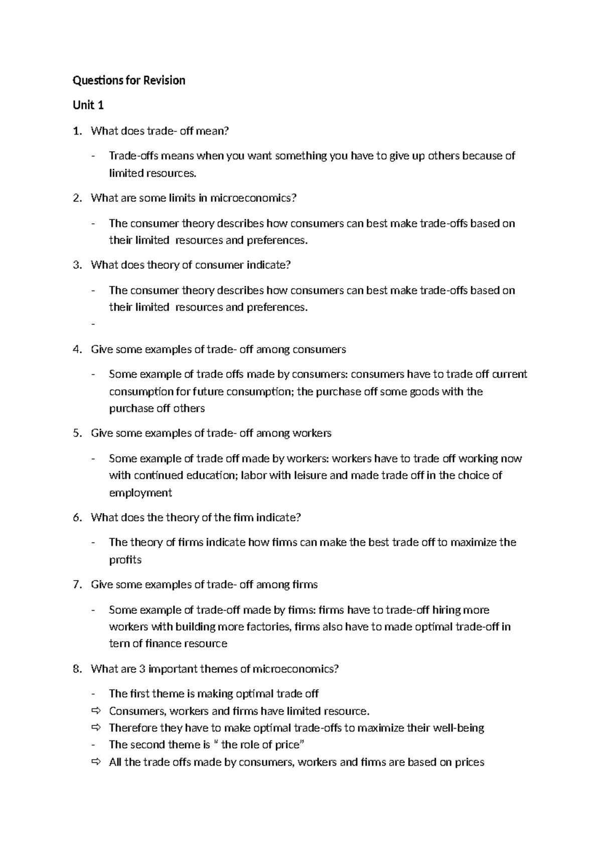 Microeconomics and Macroeconomics Revision Questions - ECON 101 - Studocu
