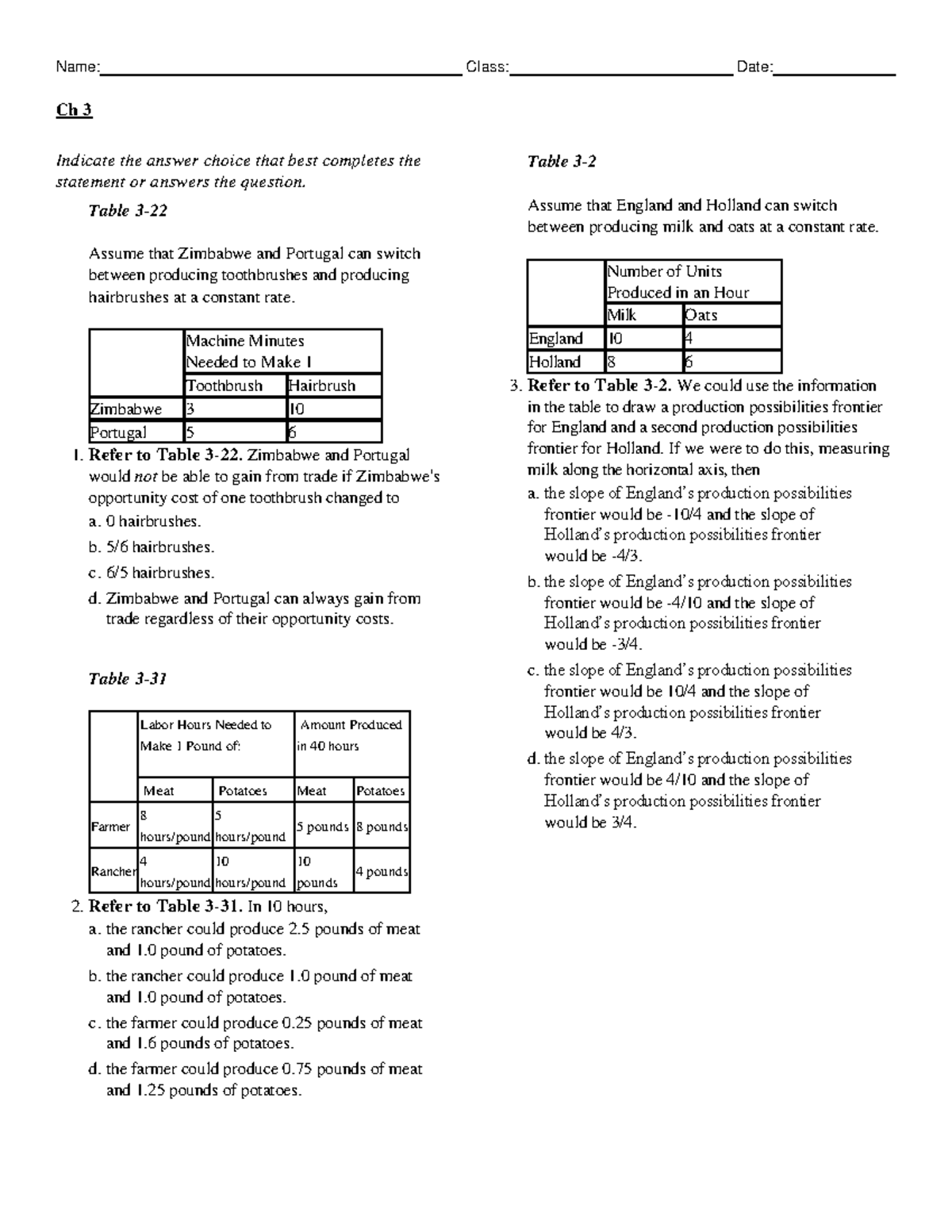 Ch 3 Key - Assignment - Indicate the answer choice that best completes ...