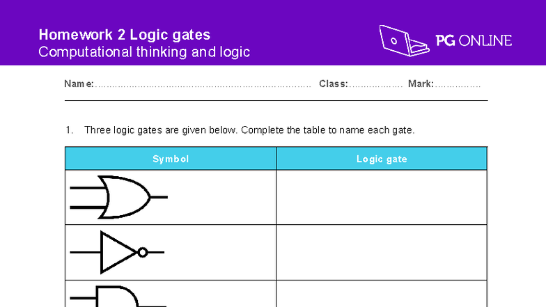 Homework 2: Logic Gates & Truth Tables in Computational Thinking - Studocu