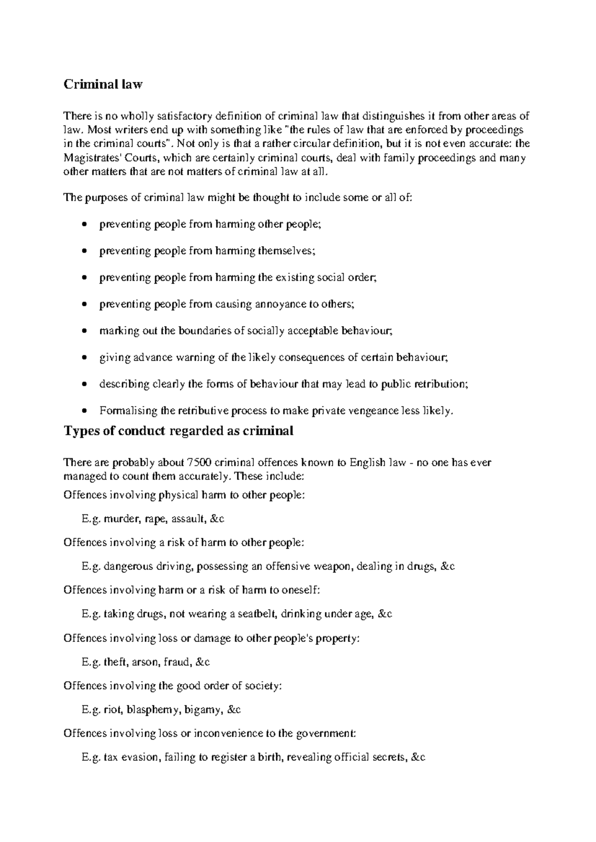 Criminal Law Overview - CRIM 101 Study Notes - Studocu