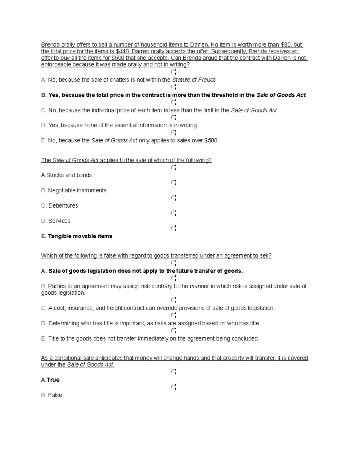 Law CH 16 Quiz - Key Concepts and Correct Answers Highlighted - Document Preview
