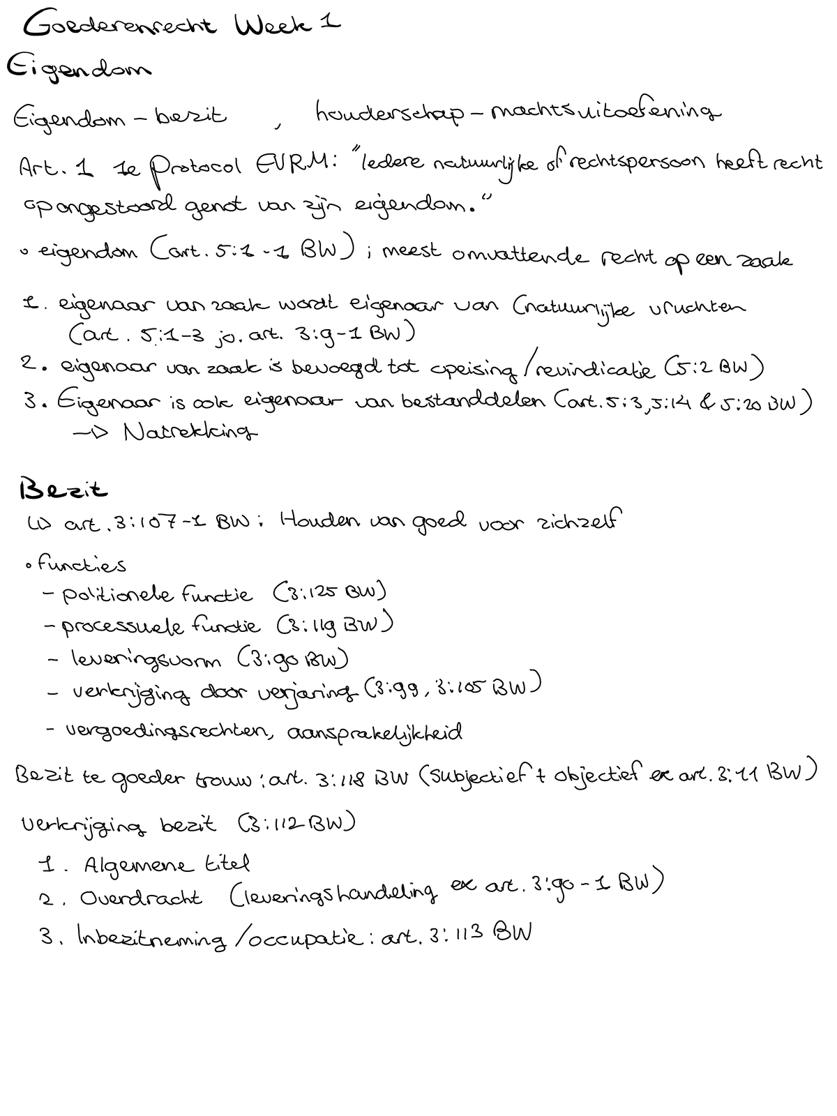 Goederenrecht 25-26 Samenvatting: Eigendom en Bezit in BW - Studeersnel