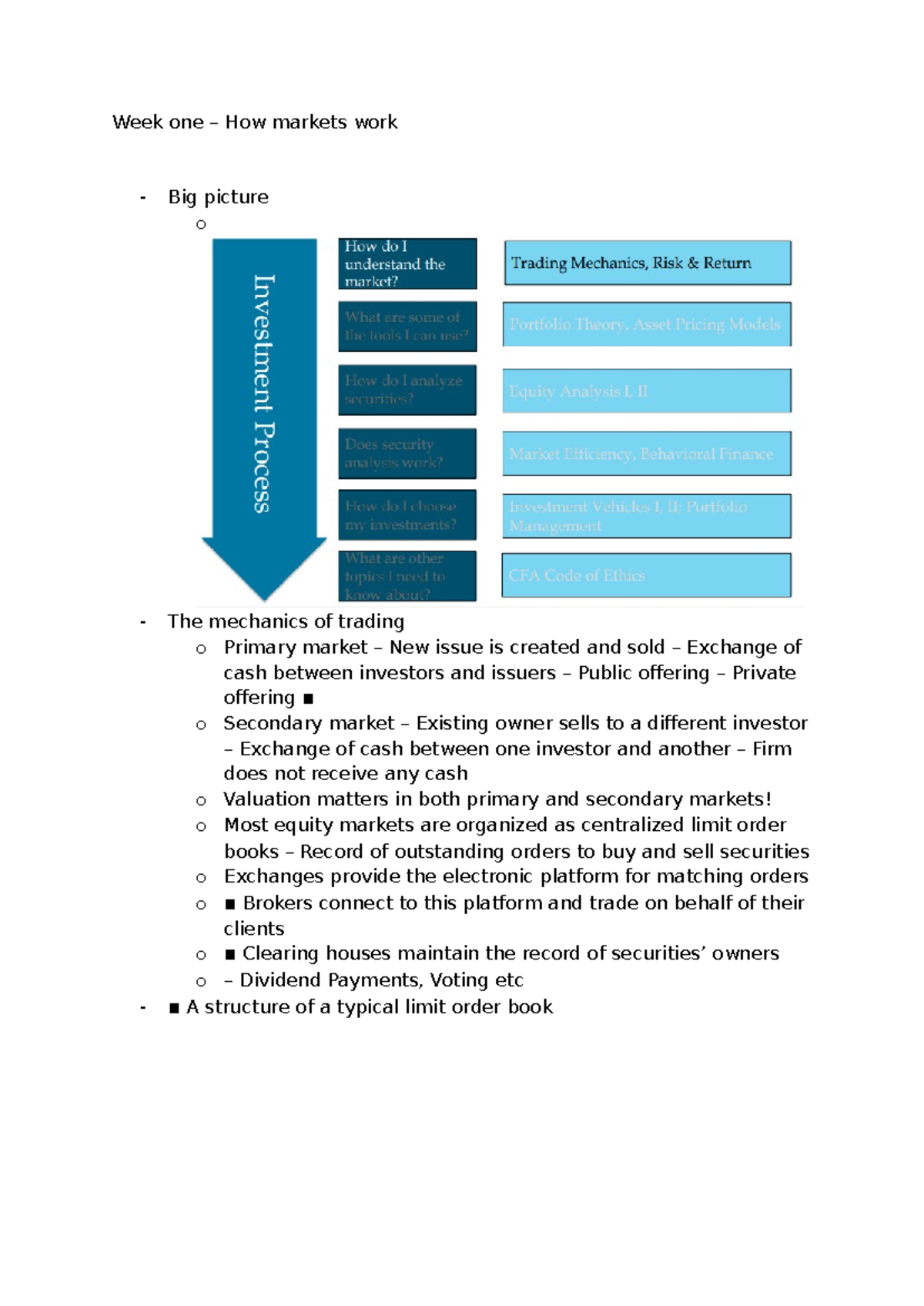 Week 1 – How markets work - Week one – How markets work - Big picture o ...