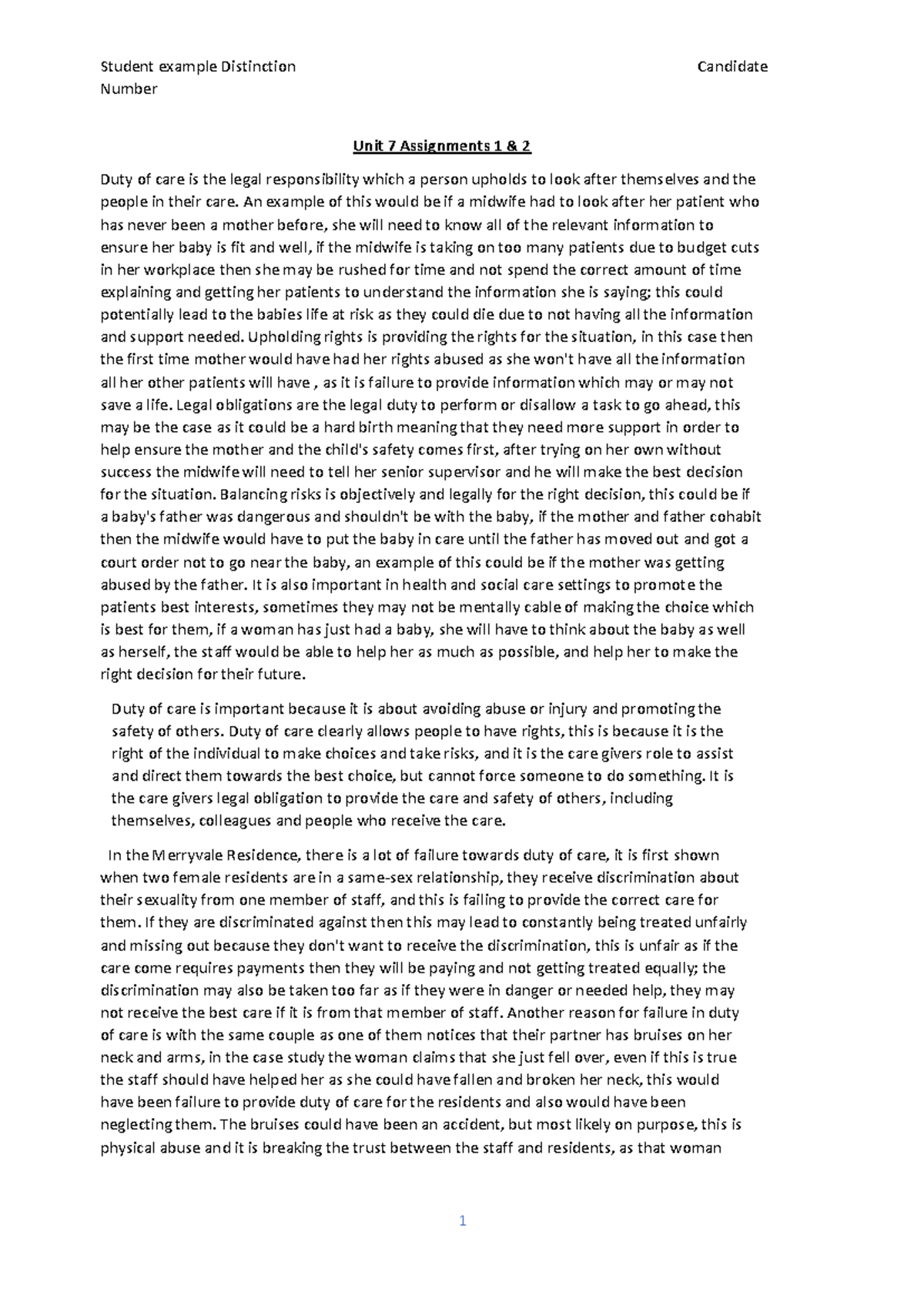 Unit 7 Assignment Examples: Duty of Care & Complaints in Health Care ...
