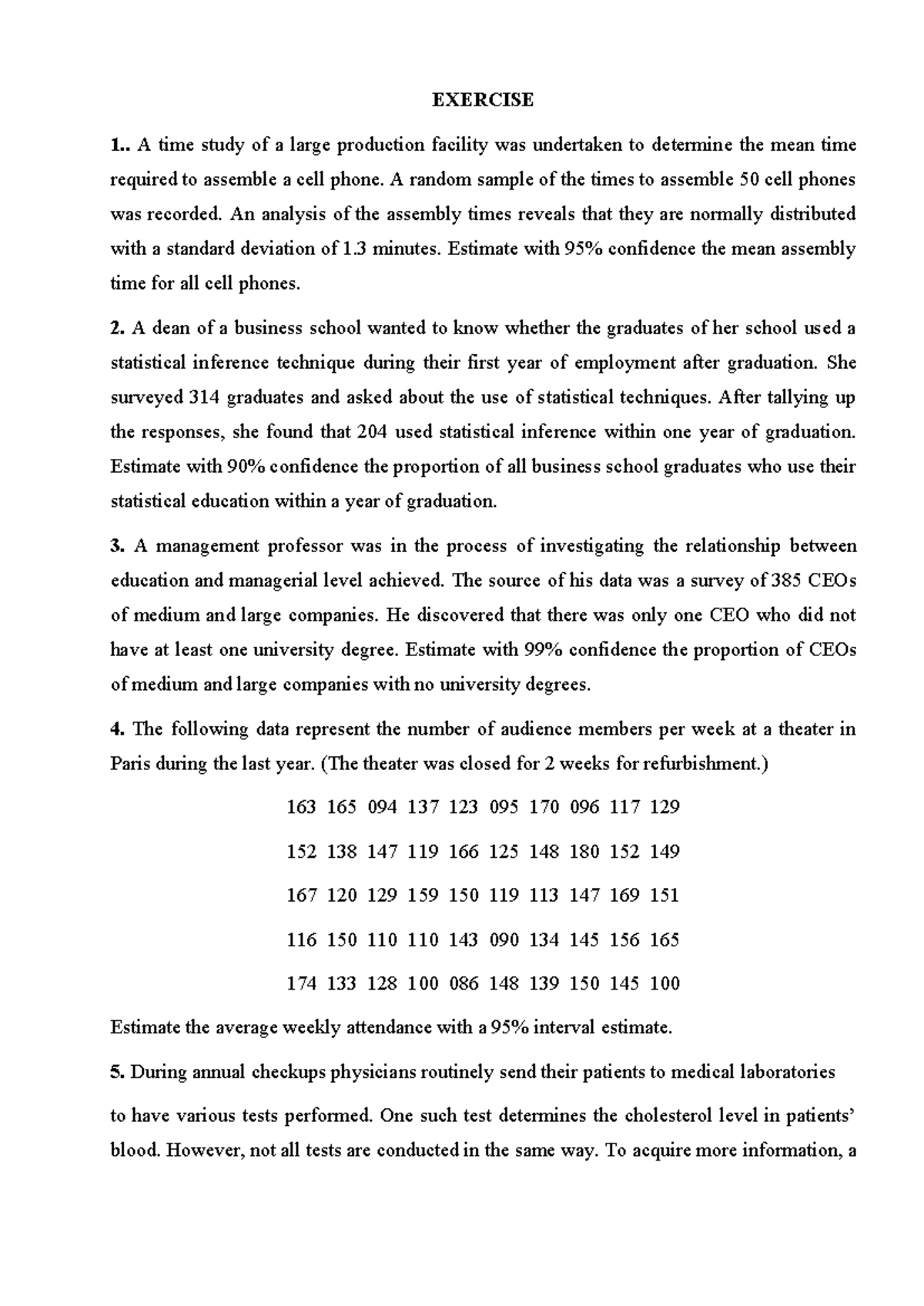 Estimation Techniques in Statistics: Exercise 1 Analysis - Studocu