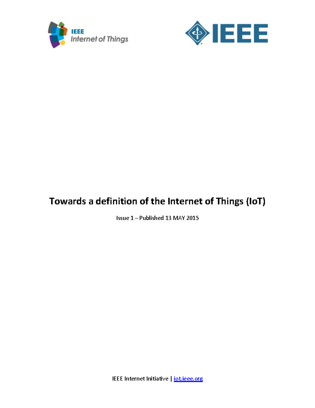 IEEE IoT: Defining the Internet of Things - Issue 1 (May 2015) - Studocu