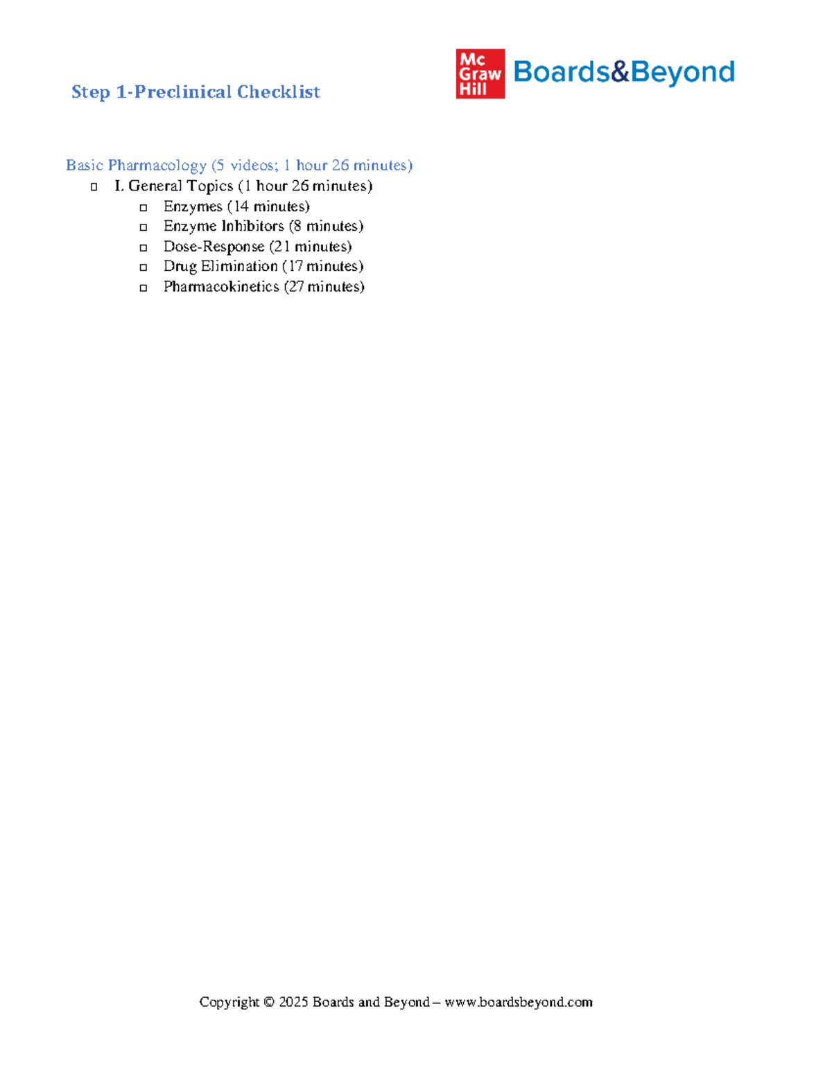 Step Checklist for Medical Subjects (Boards Beyond 2025) - Studocu