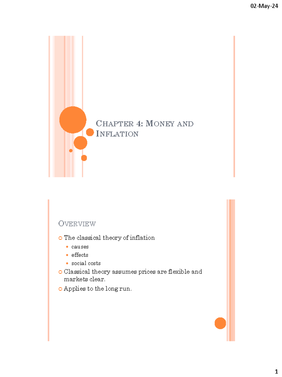 Macroeconomics 4 - Chapter 4: Money and Inflation Overview - Studocu
