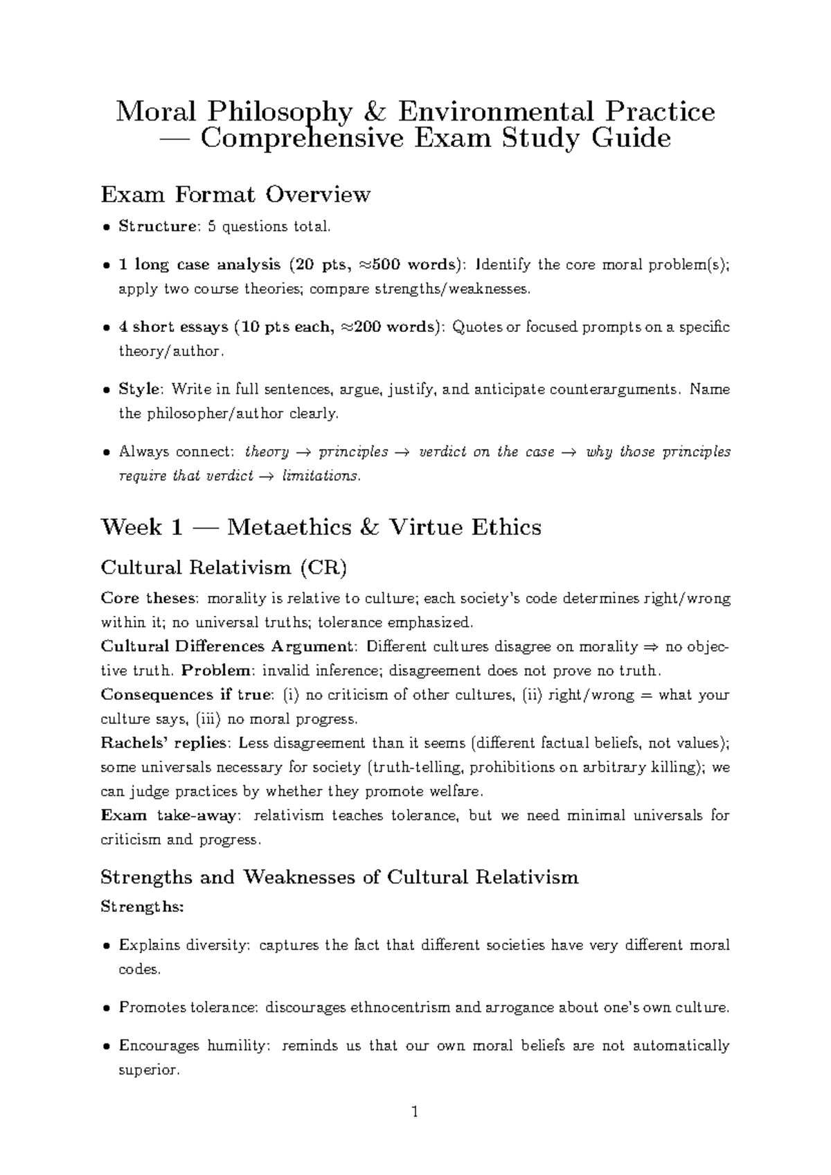 Moral Philosophy (PHIL 101) Midterm Exam Study Guide - Studeersnel