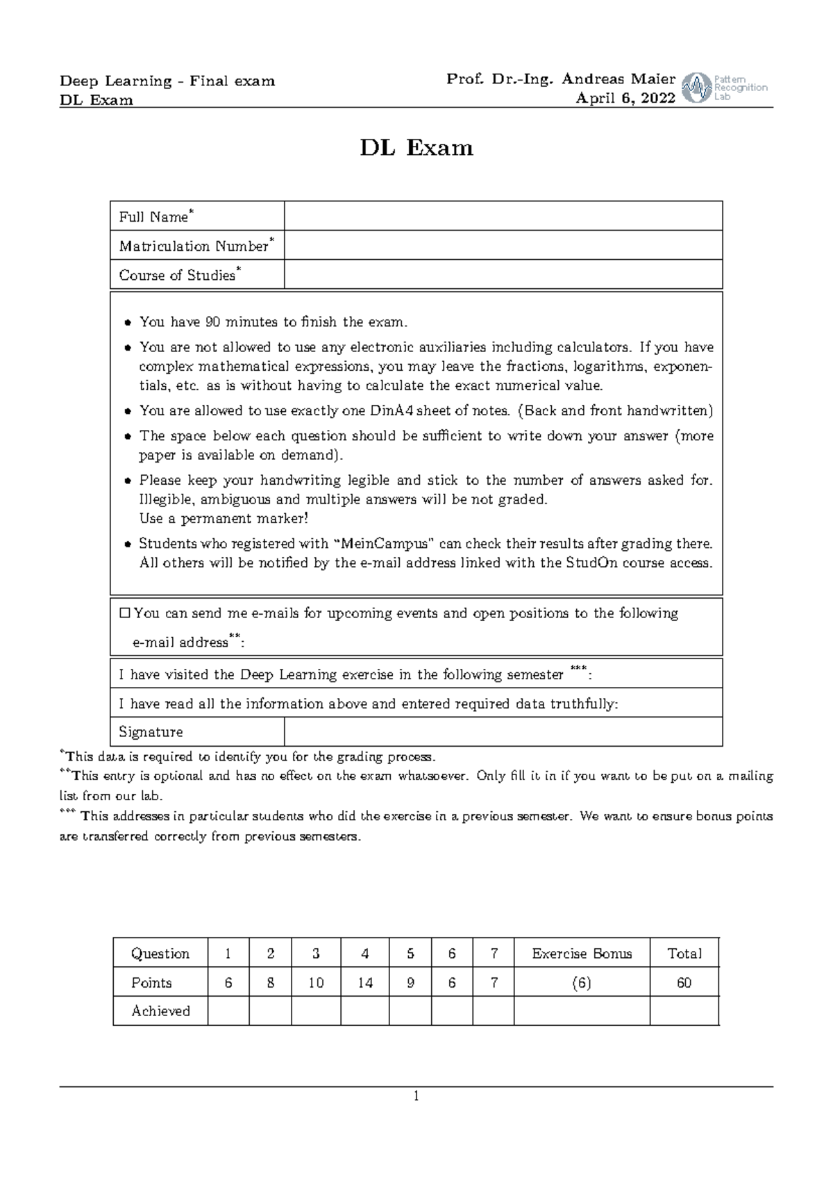 DL Exam WS21/22 Solutions - Final Exam Deep Learning - Studocu