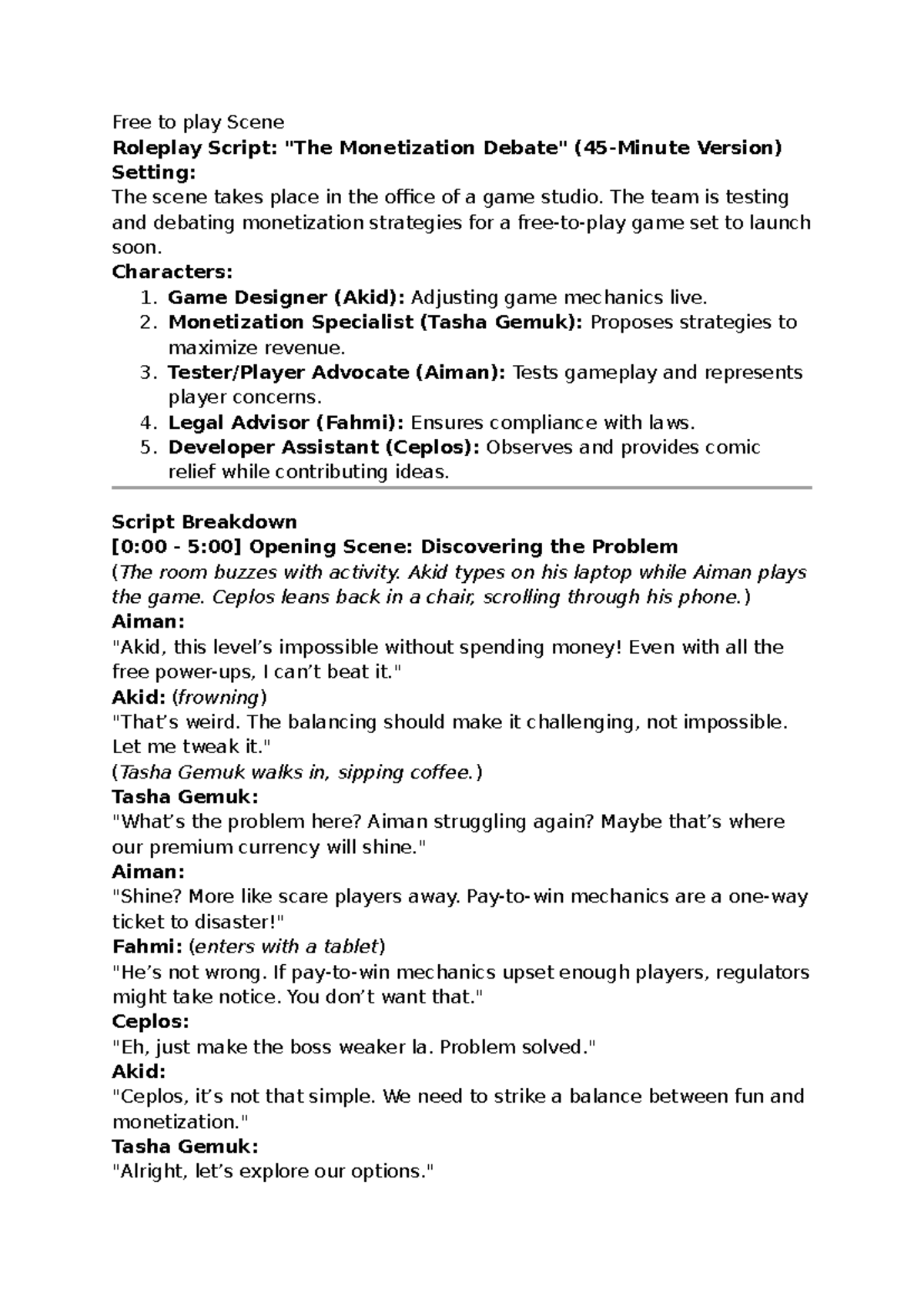 Scipt - Practice make perfect - Free to play Scene Roleplay Script ...