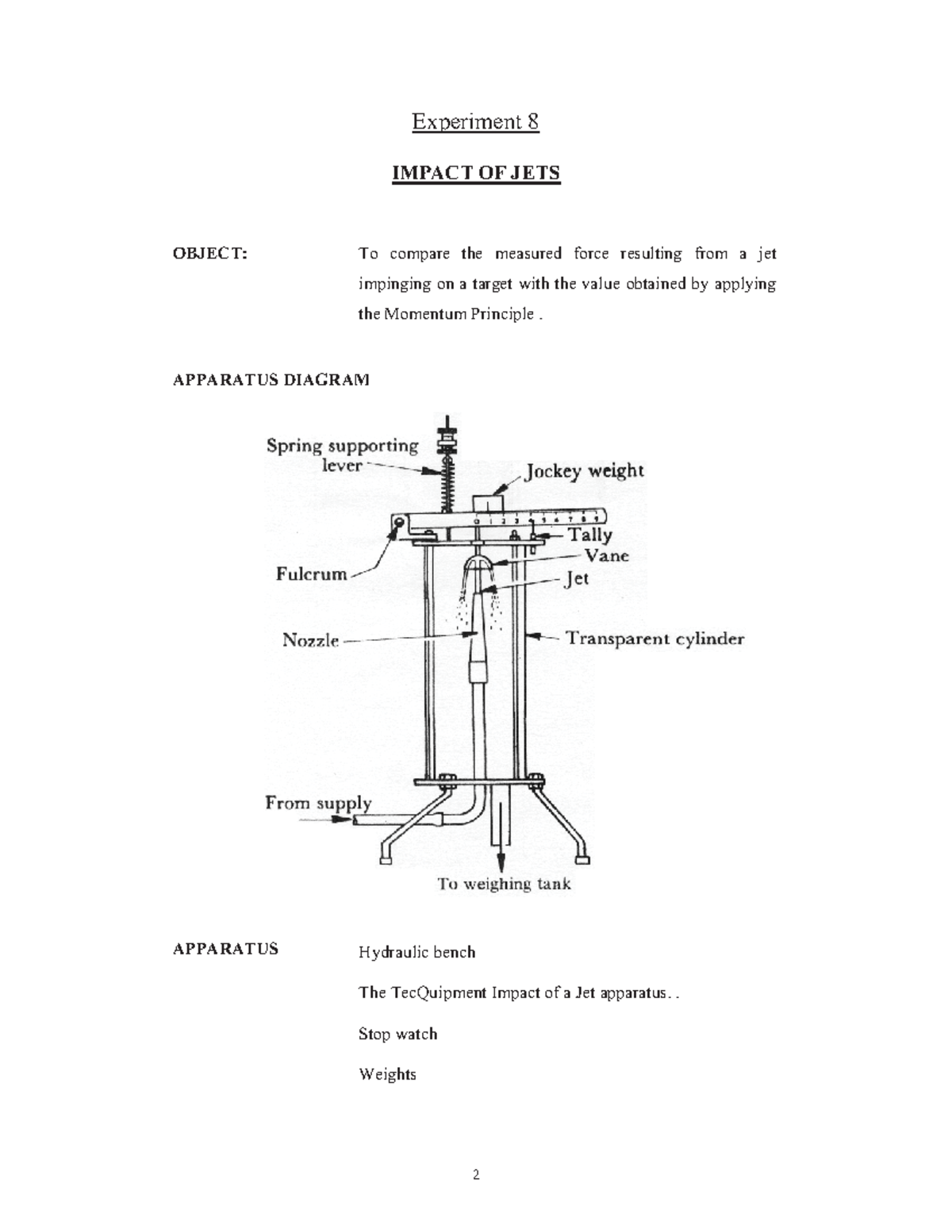 Experiment 8 - Analyzing Jet Impact Forces Using Momentum Principle ...