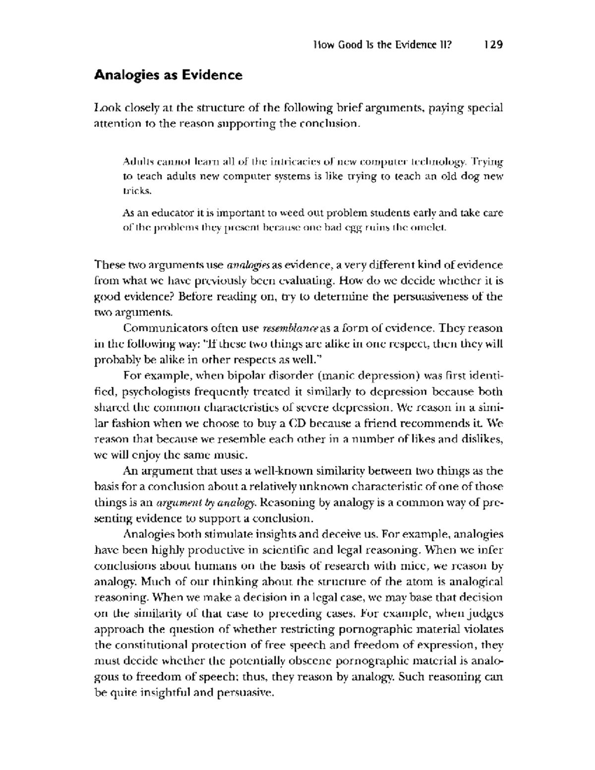 Analogy as evidence 1 - note - How Good Is the Evidence 11? 129 ...