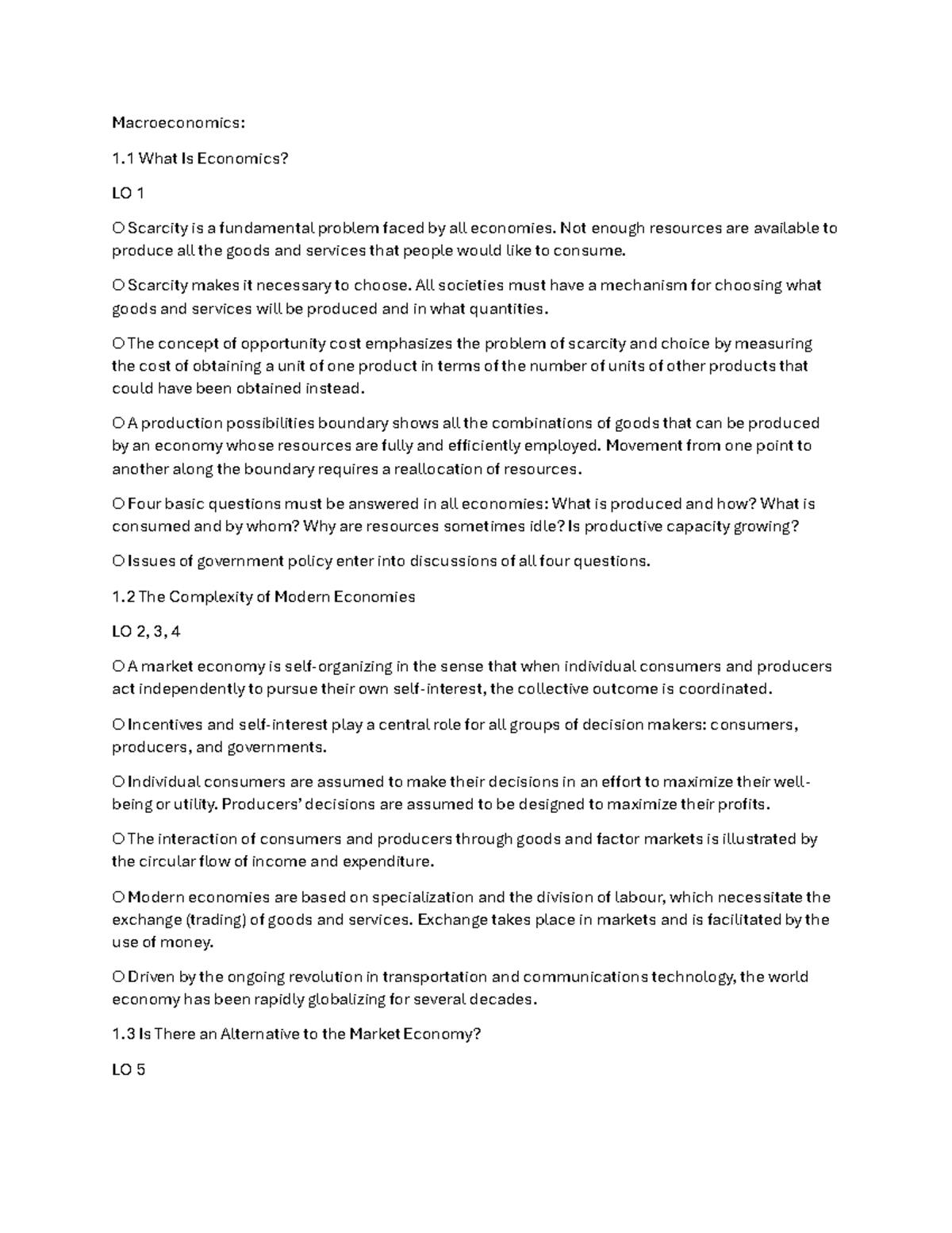 ECON105 Textbook Chapter Summaries and Key Concepts - Macroeconomics: 1 ...