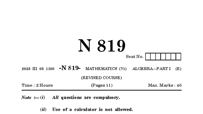 MATHEMATICS (71) I (E) Final Exam Notes - Seat No. 2025 - Studocu