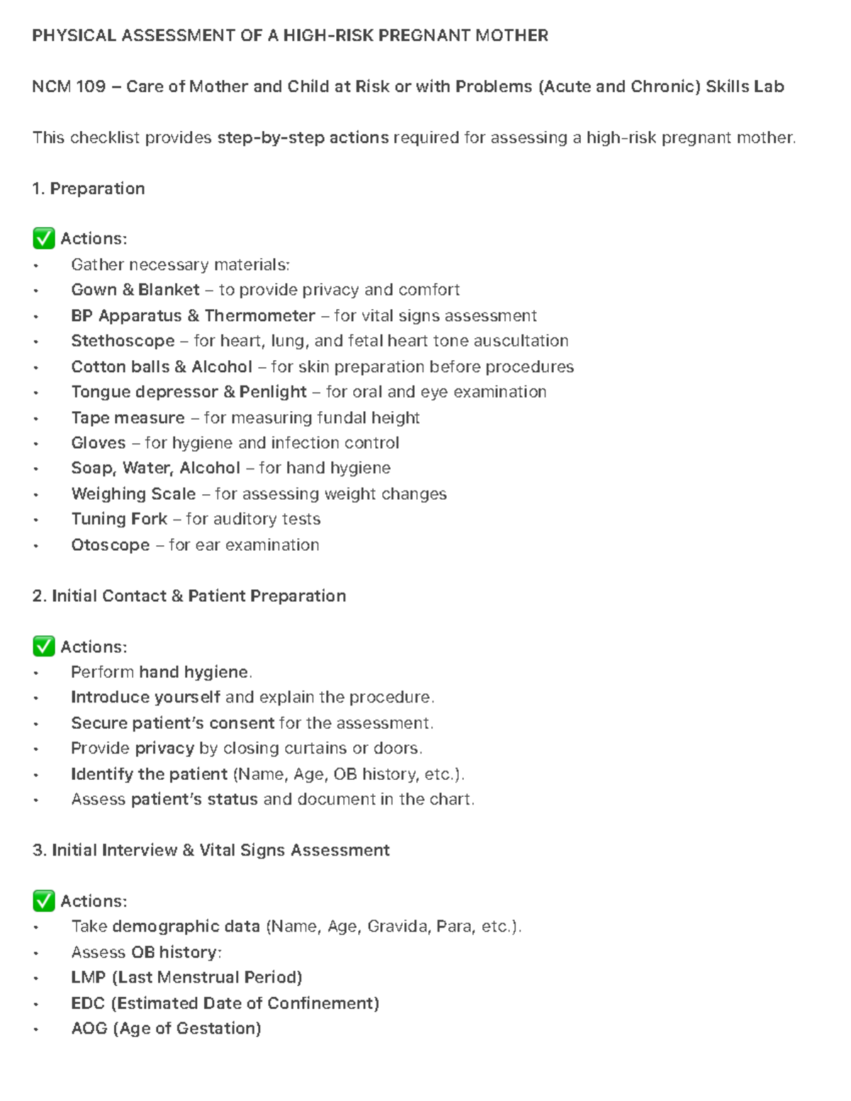 Physical Assessment OF A HIGH-RISK Pregnant Mother - PHYSICAL ...