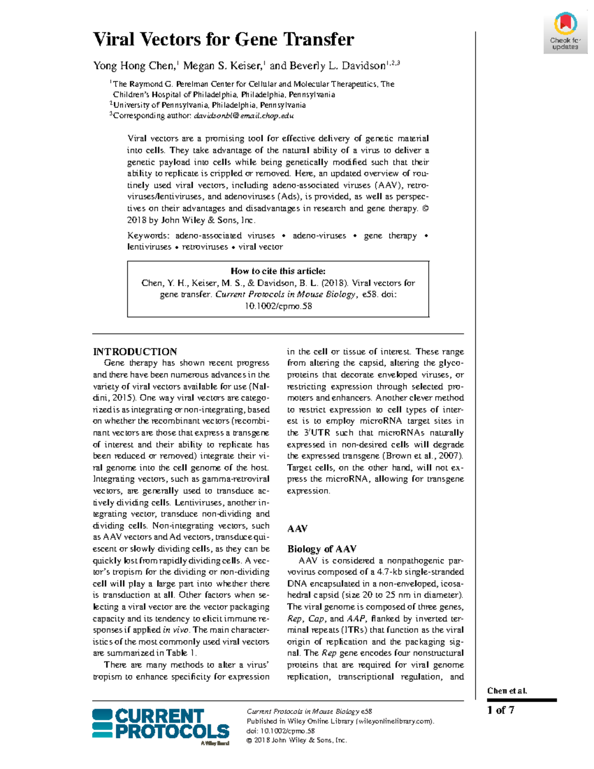Viral Vectors for Gene Transfer: Overview and Applications in Gene ...