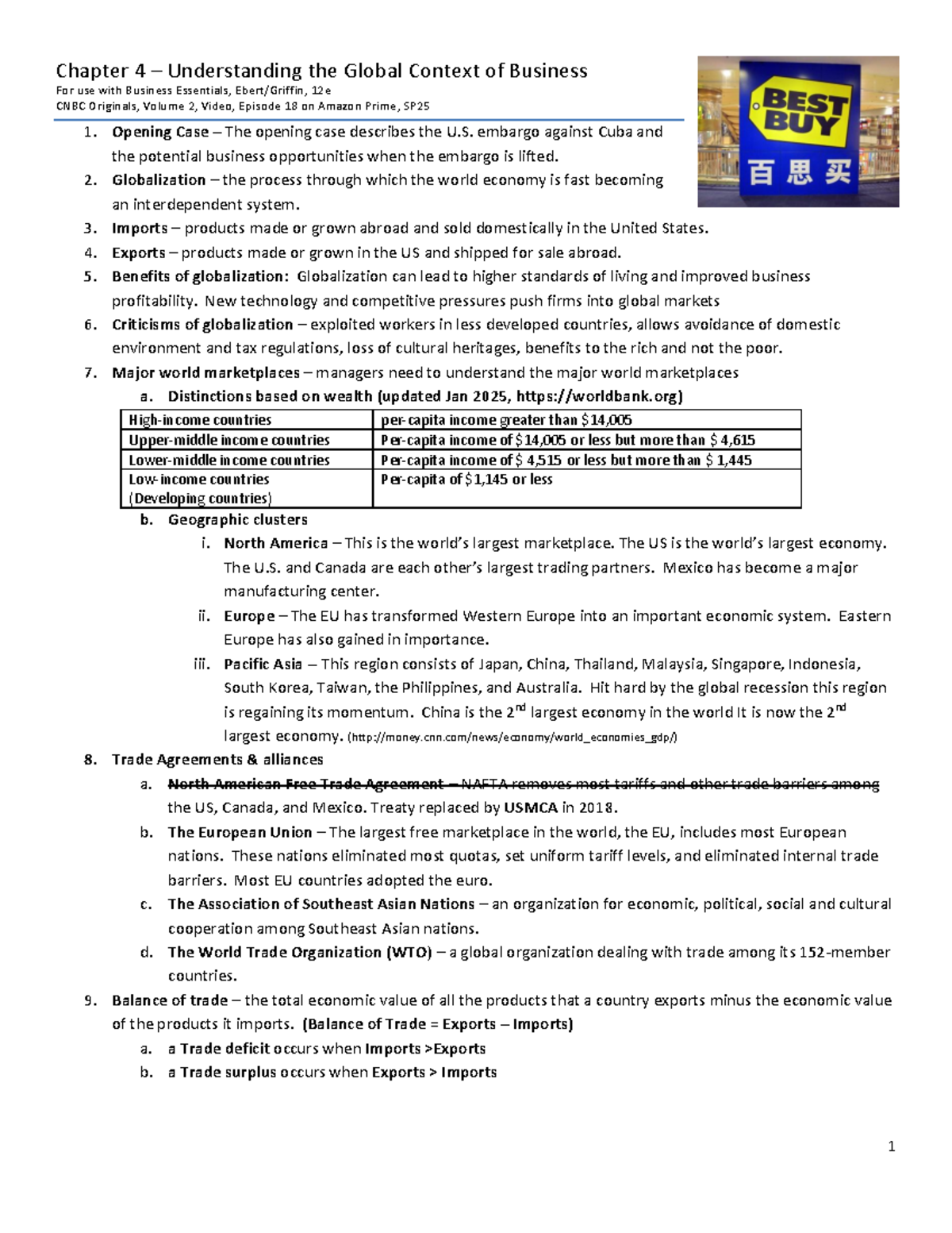 BUS 100 Chapter 4: Best Buy's Global Strategies in China - Studocu