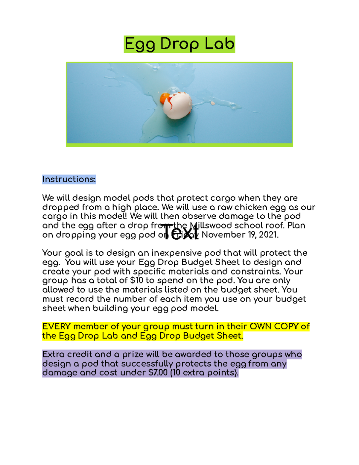 Egg Drop Lab Experiment: Designing Pods to Protect Cargo - Studocu