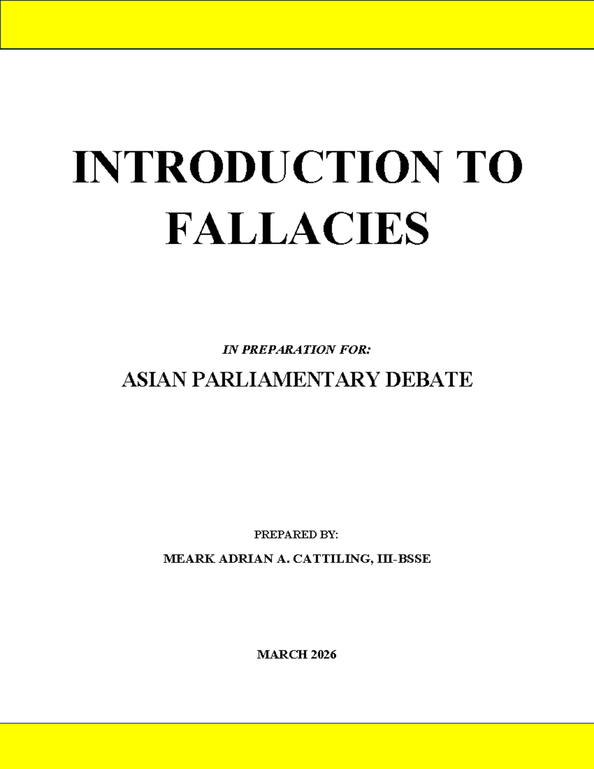 Introduction to Fallacies: A Guide for Asian Parliamentary Debate - Studocu