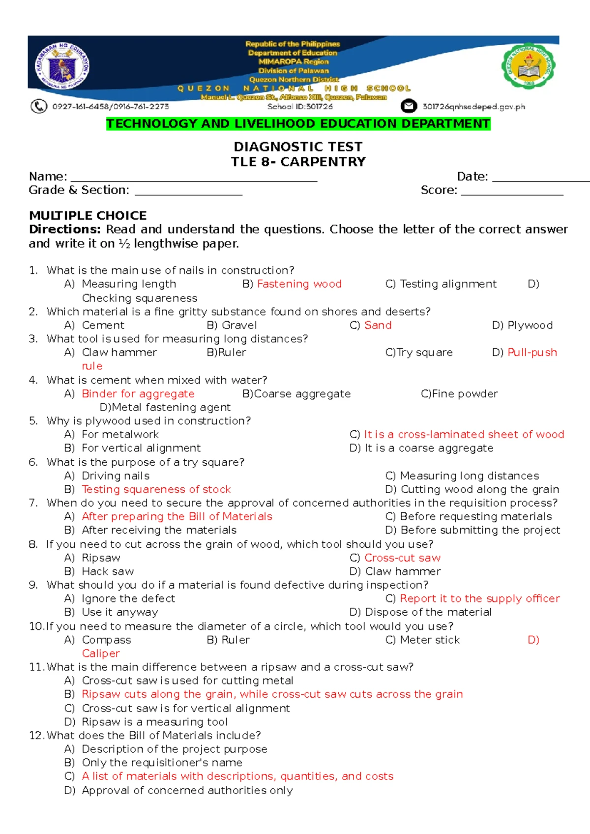 Carpentry Tools Overview and Names Guide - Studocu