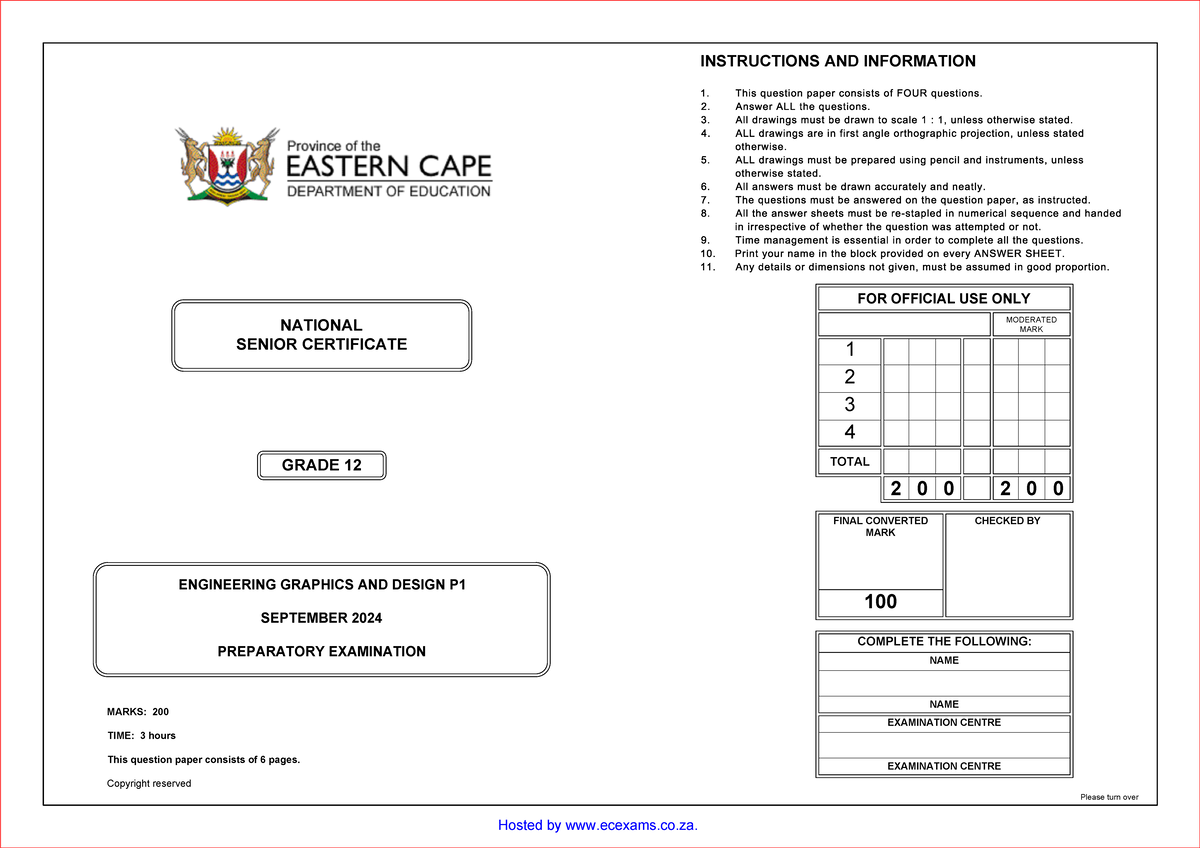EGD P1 September 2024 Final Exam Instructions and Question Paper - Studocu