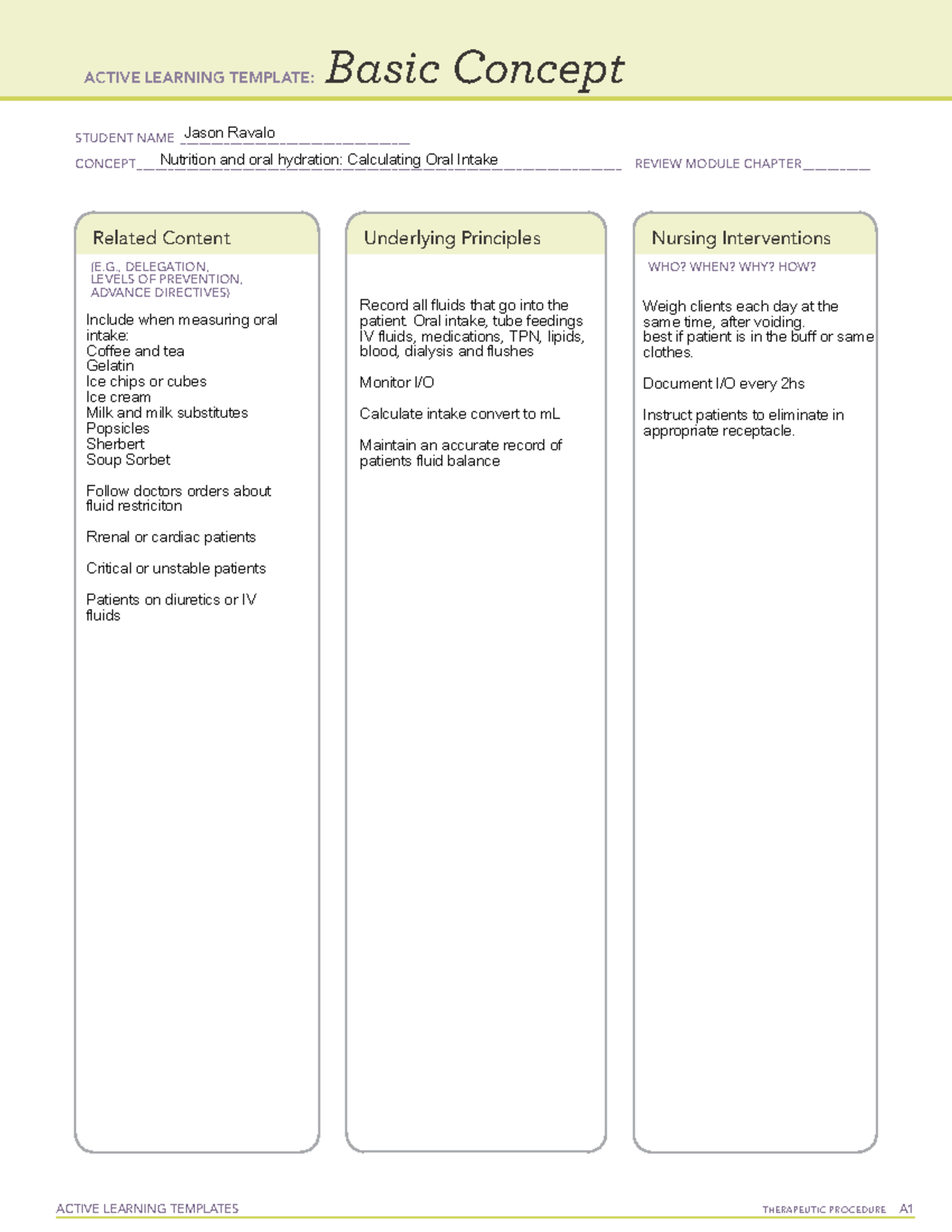 Active Learning Template Basic Concept (intake and output) - ACTIVE ...