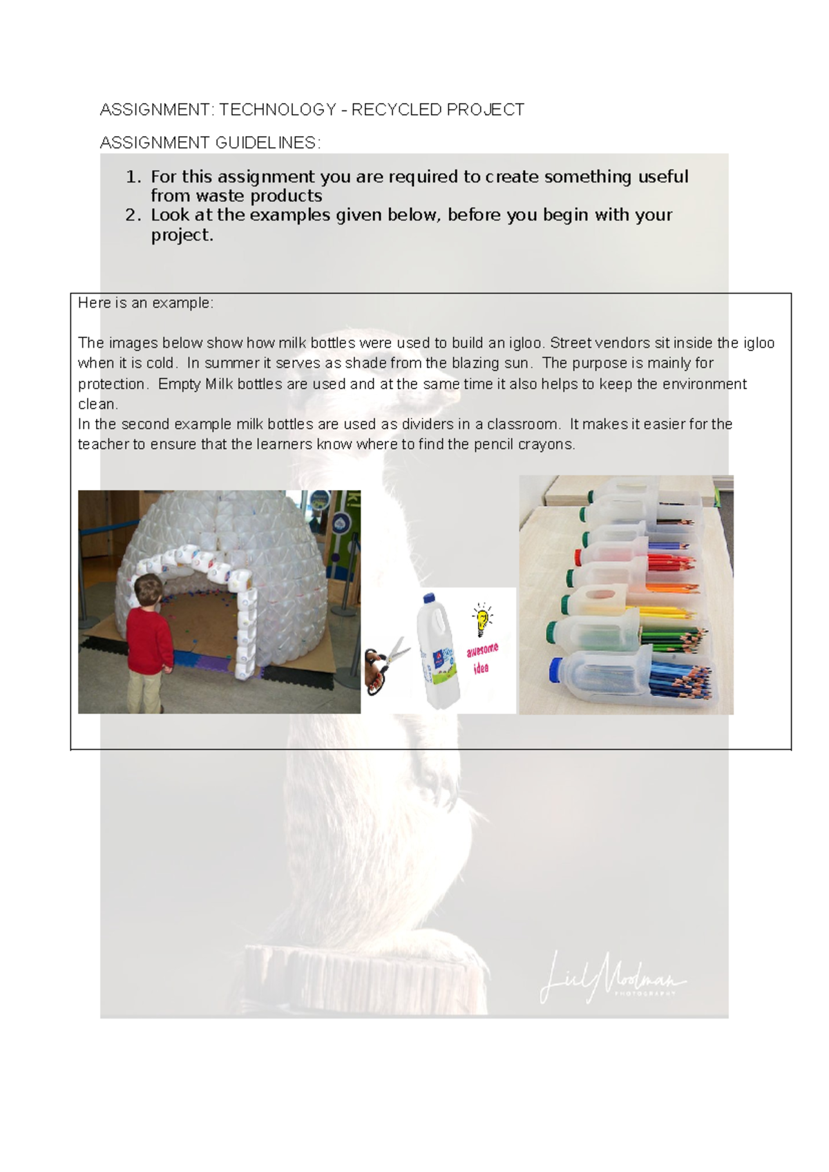 Recycled Technology Project Guidelines EDTP 121 Assignment 2024 - Studocu