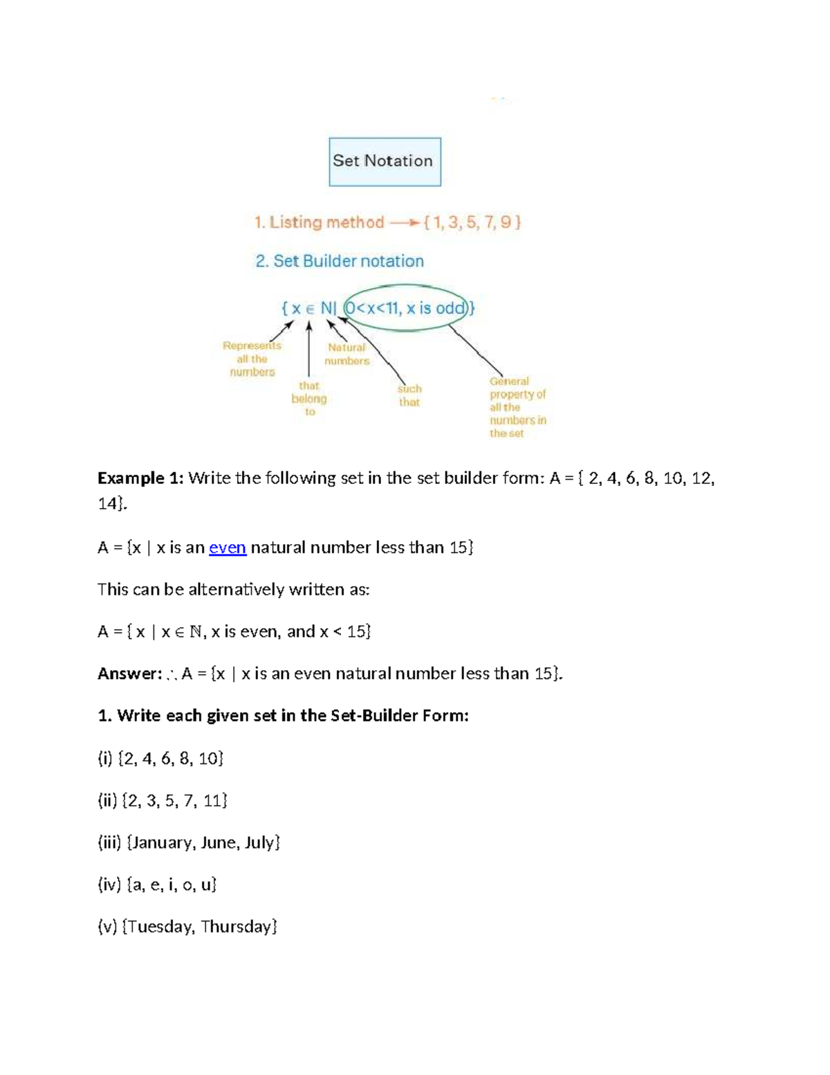 Exercise 1: Sets - Set Builder and Roster Forms - Studocu