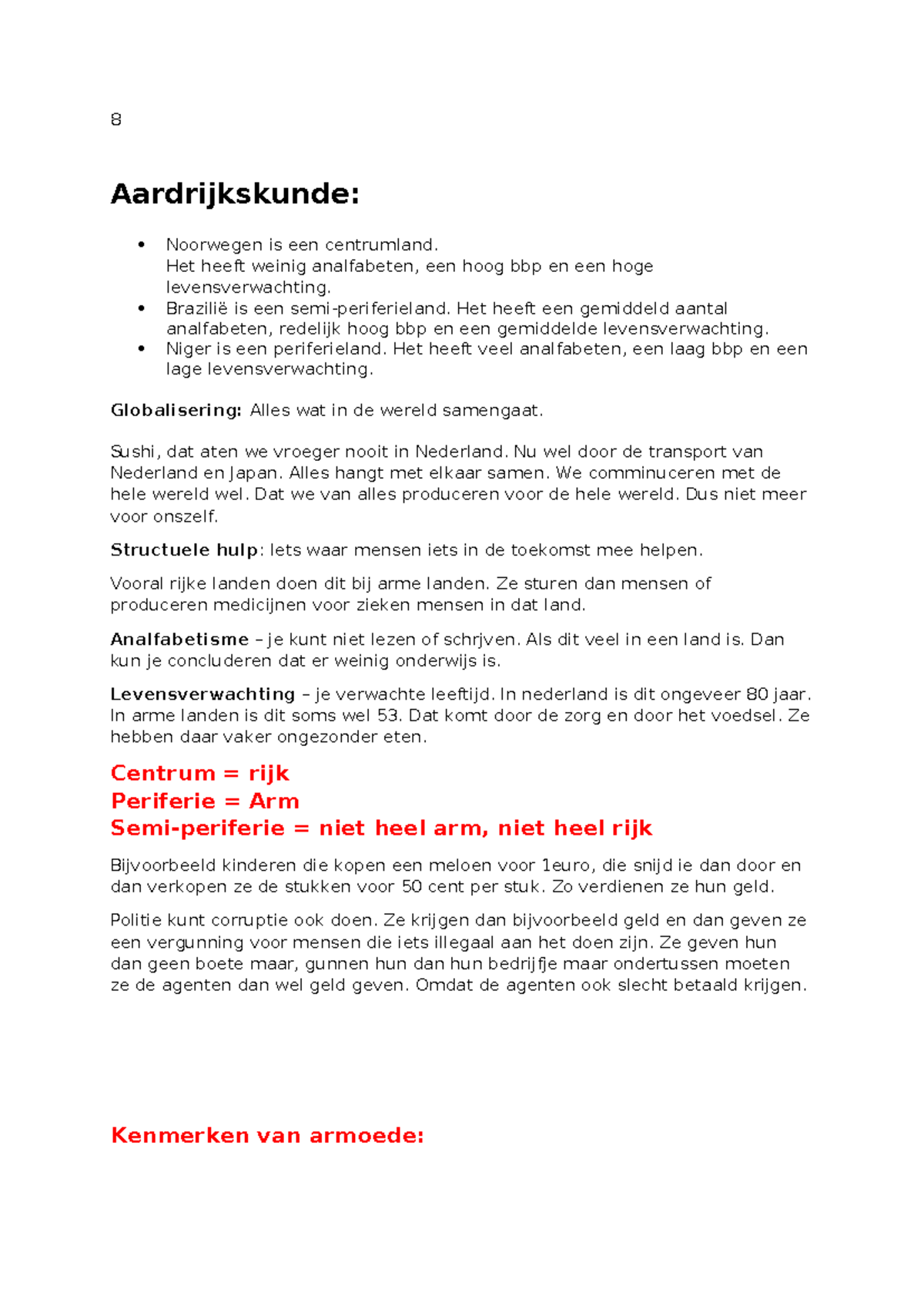 Aardrijkskunde: Arm en Rijk - Kenmerken van Ontwikkelingslanden ...