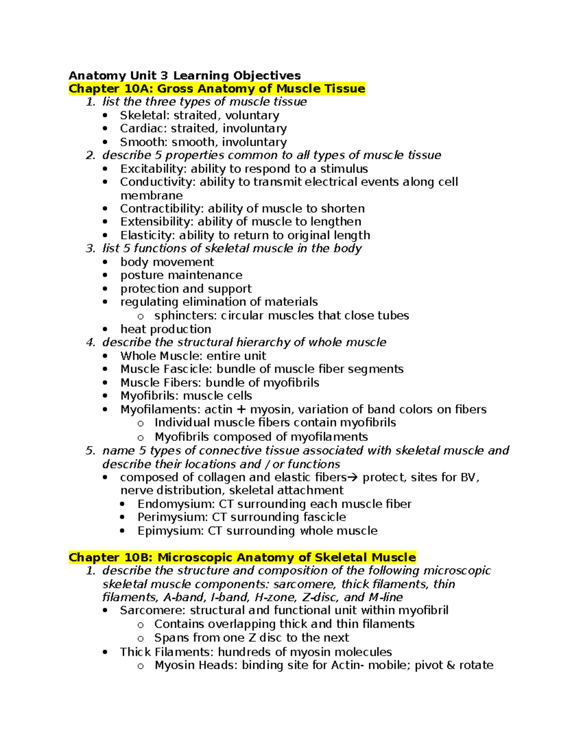 Anatomy Exam 3 Study Guide - Anatomy Unit 3 Learning Objectives Chapter ...