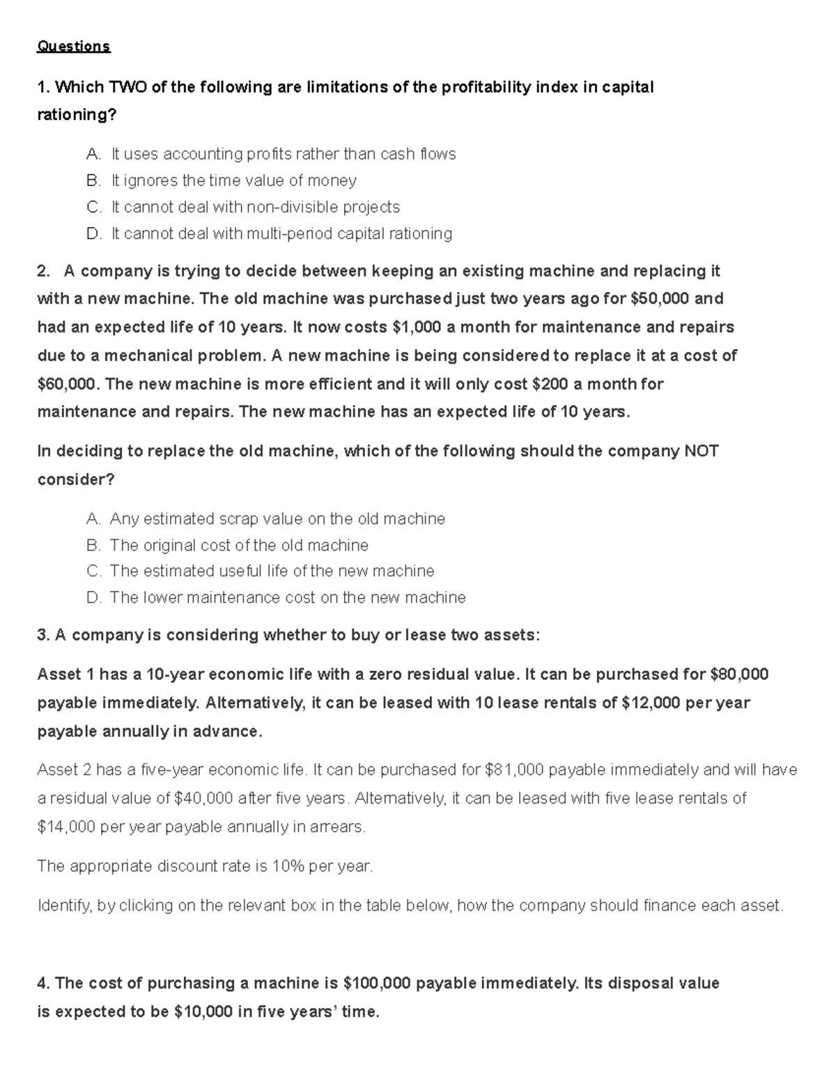 FM Exam Prep Mock Questions for JUNE 2025 - Studocu
