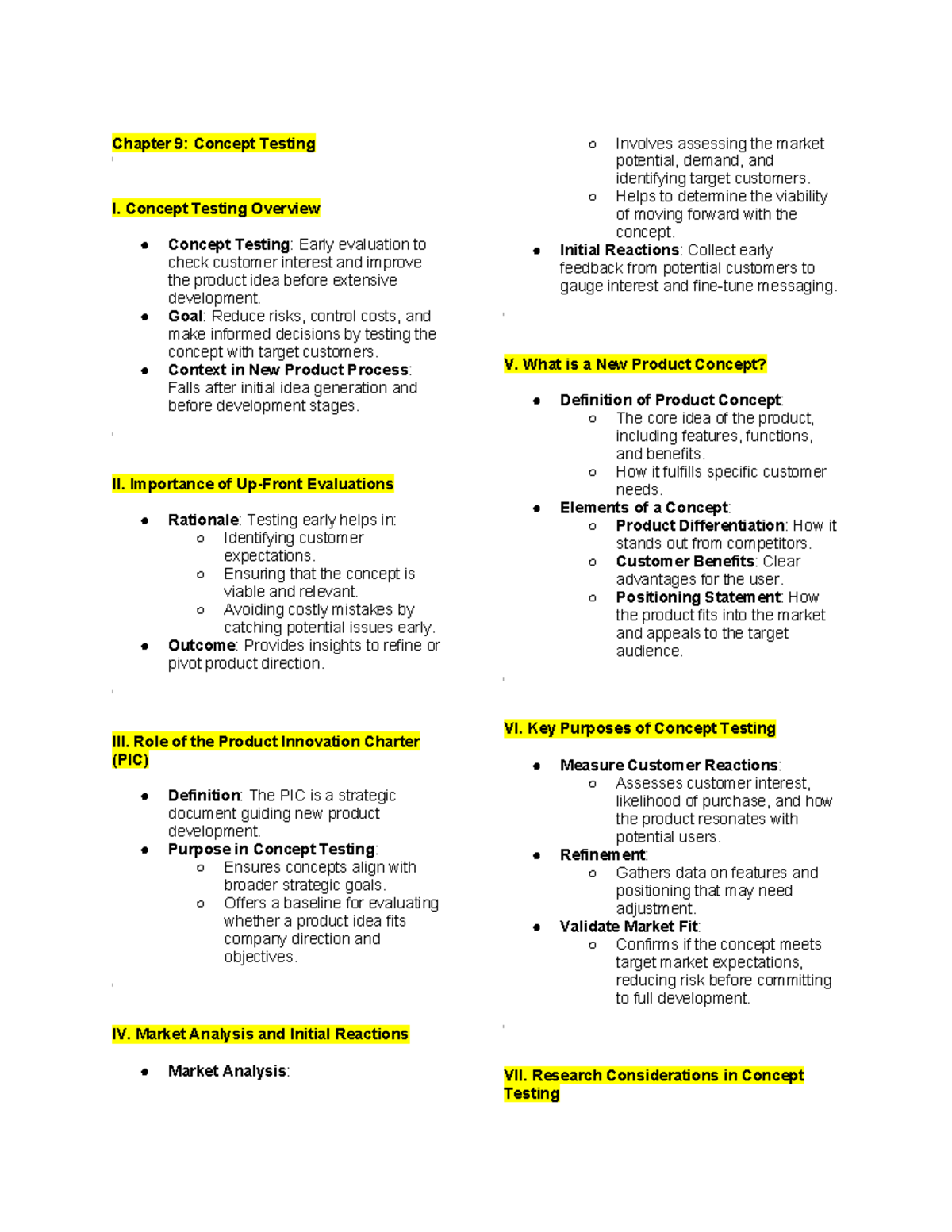 Chapter 9: Concept Testing Overview for Product Management (PMT) - Studocu