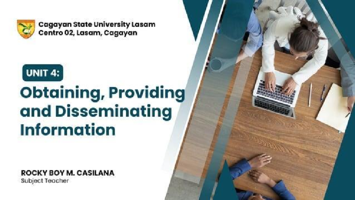 Unit 4: Obtaining, providing, and disseminating information notes - Studocu
