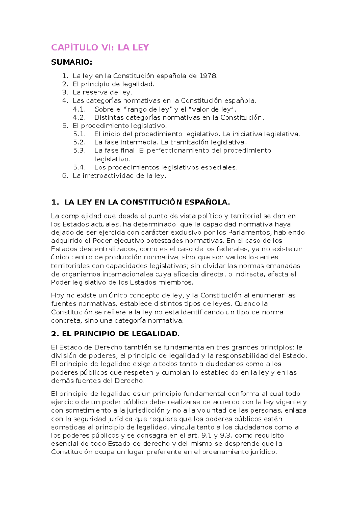 Lección 6: La Ley en la Constitución Española y sus Principios ...
