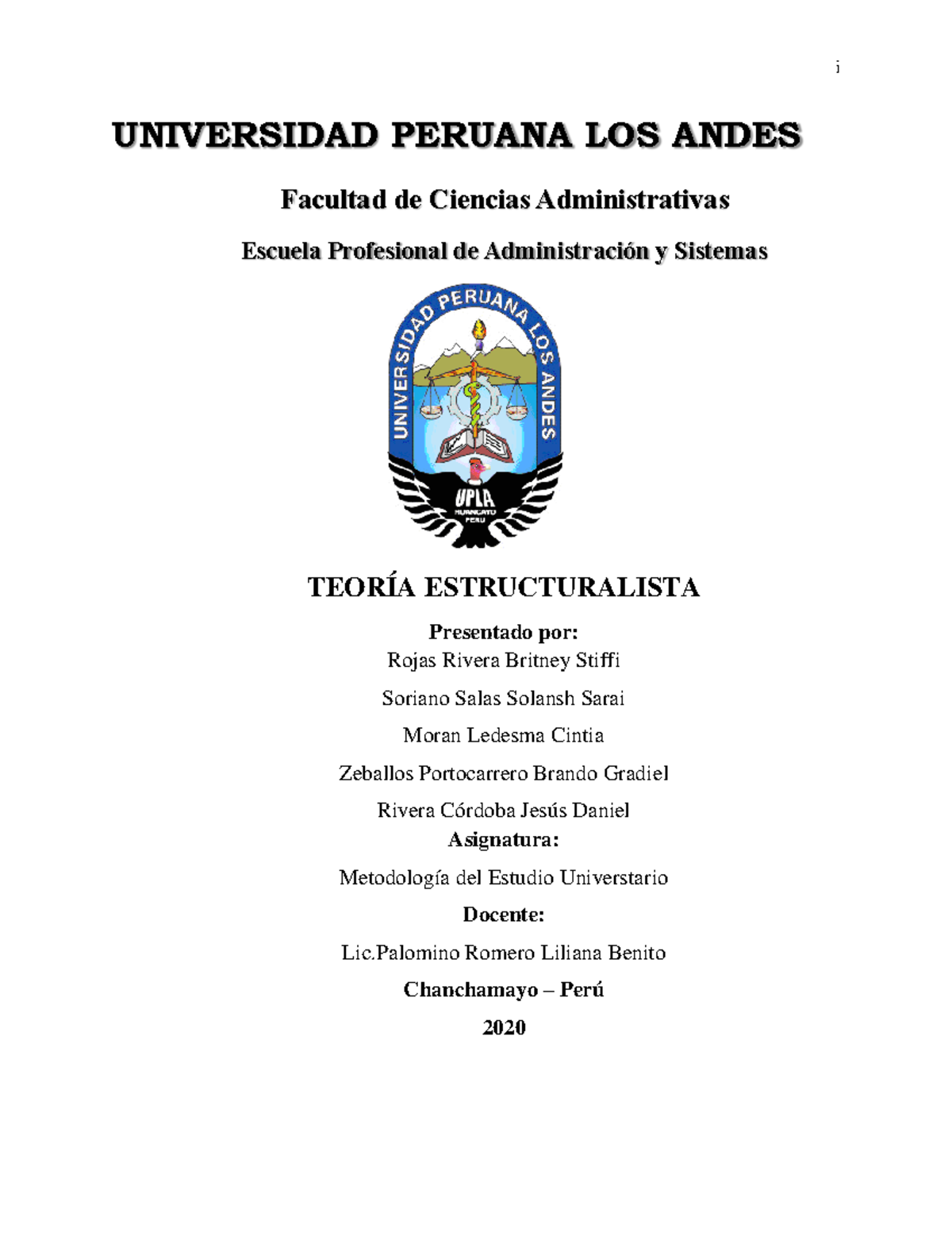Monografía sobre la Teoría Estructuralista en Administración - M.E.U. - Document Preview