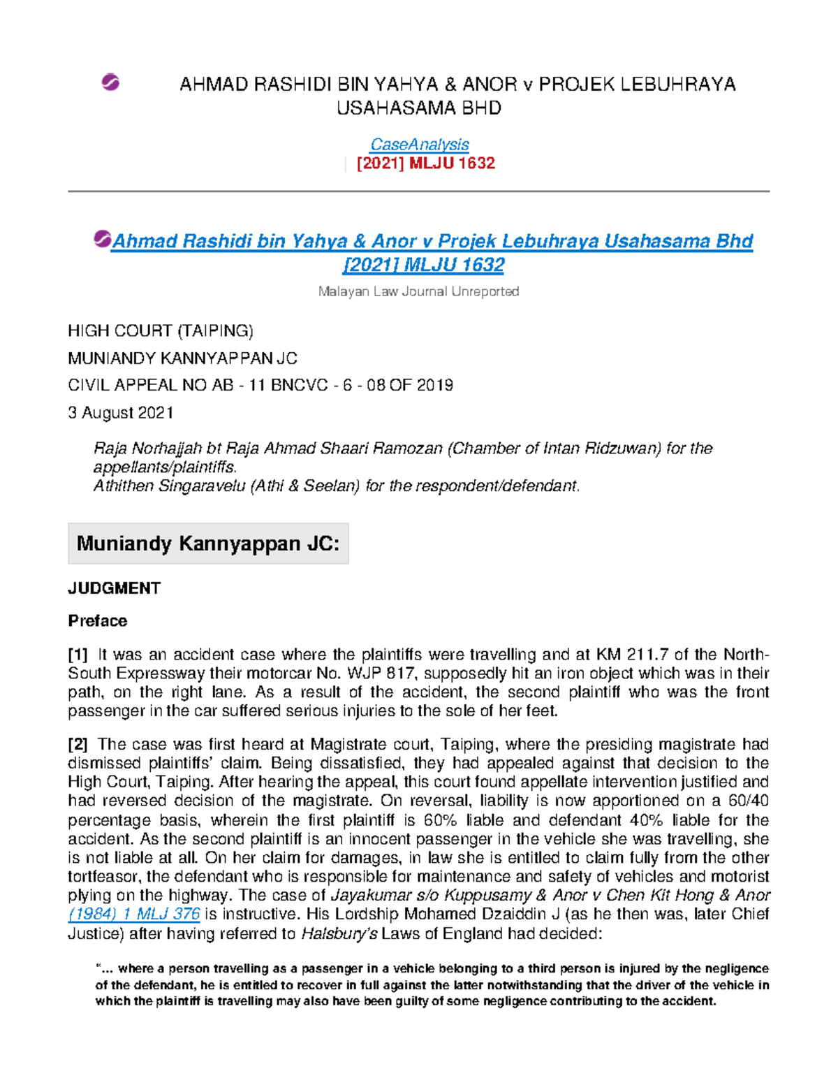 Ahmad Rashidi bin Yahya & Anor v Projek Lebuhraya: A Case Analysis ...