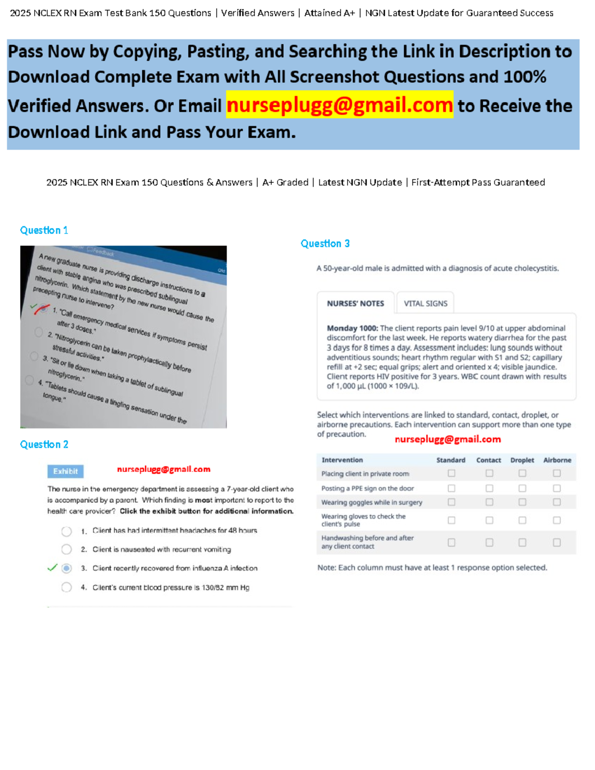 2025 NCLEX RN Exam Test Bank: 150 Questions with Verified Answers NGN ...