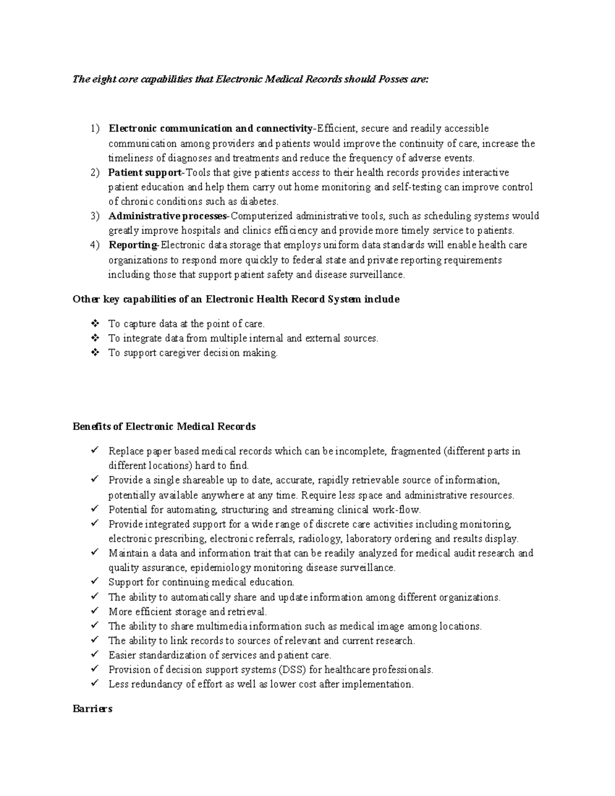 EMR 101: Key Capabilities and Benefits of Electronic Medical Records ...