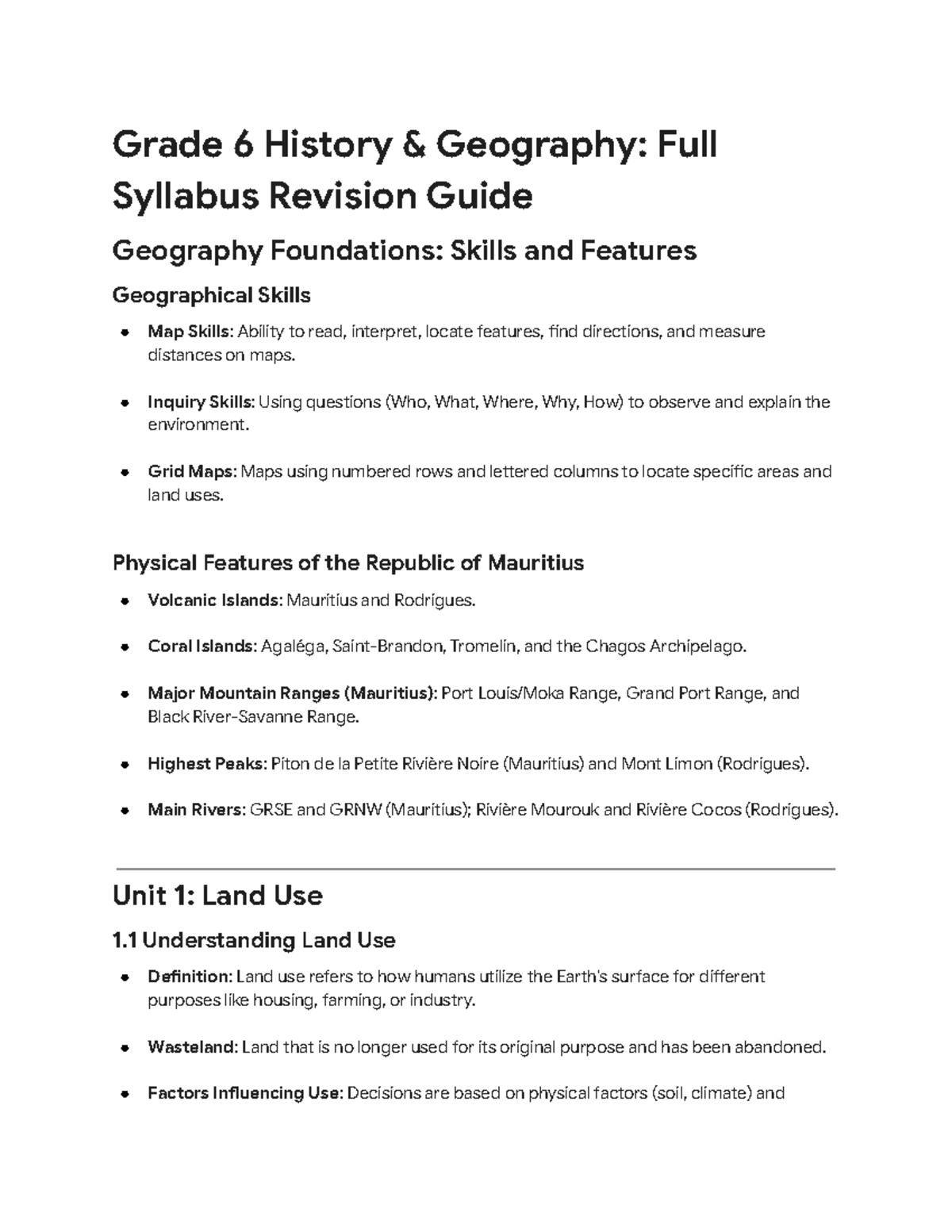 Grade 6 History Revision Guide: Geography Foundations & Key Concepts ...
