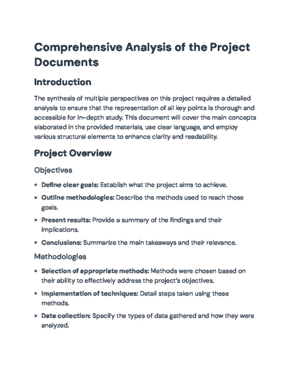 Comprehensive Project Analysis: Objectives, Methodologies, and Findings ...