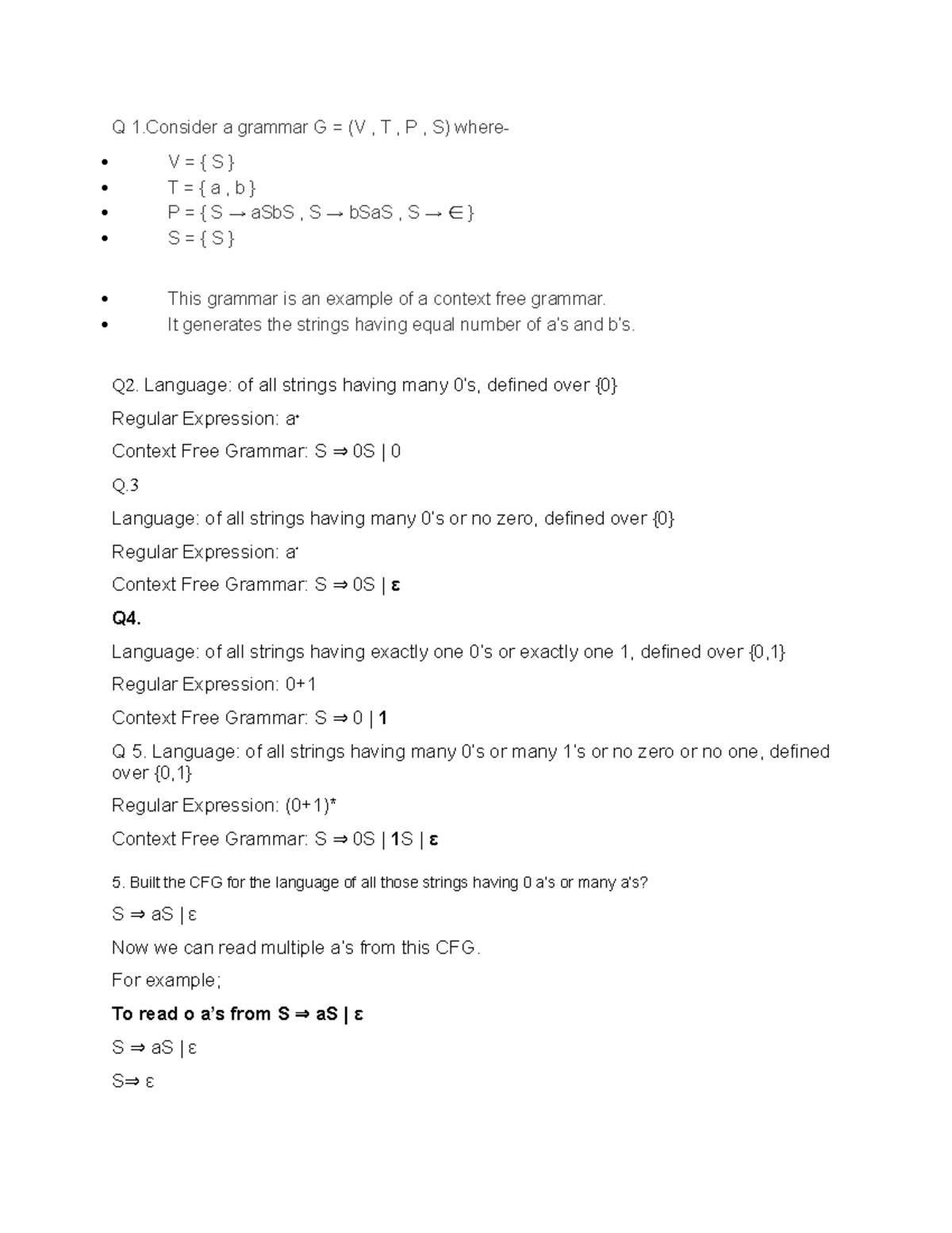CFG Practice Problems: Understanding Context-Free Grammars and Their ...